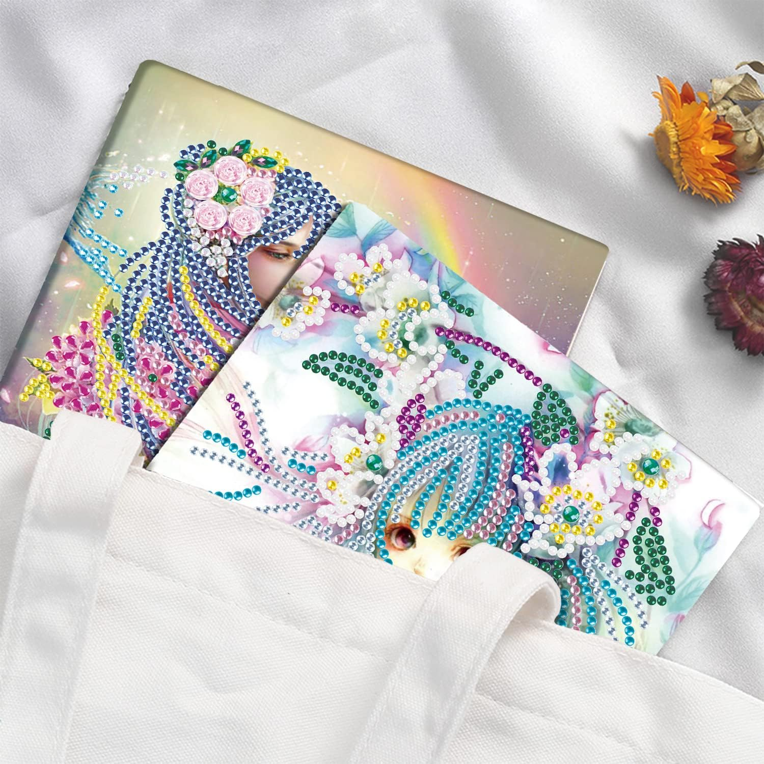 DCIDBEI Notebooks Diamond Painting Sketchbook A5 DIY Notebook A5 Blank Diamond Painting Notebook Embroidery Diary Book Flower Fairy Elf DIY Diamond Art Gifts Craft Set Adults