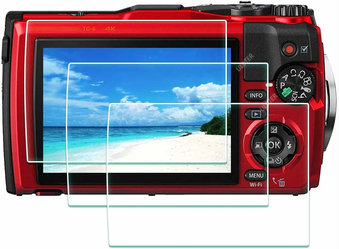 Screen Protector for Olympus TG-7 TG-6 TG-5 TG-4 TG7 Waterproof Camera Red Black, ULBTER TG6 TG5 TG4 Tempered Glass Screen Cover 0.3Mm 9H Hardness Anti-Scrach [3 Pack] image number 3