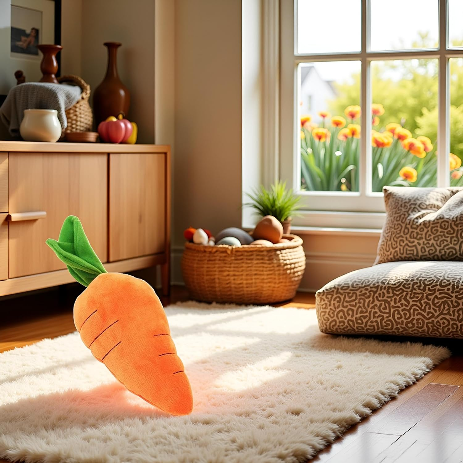 Best Pet Supplies Crinkle Dog Toy for Small, Medium, and Large Breeds, Cute Carrot with Soft Squeaker, Carrot Shape Pet Plush Toy with Sound, Bite-Resistant Soft Comfortable Dog Toys image number 5