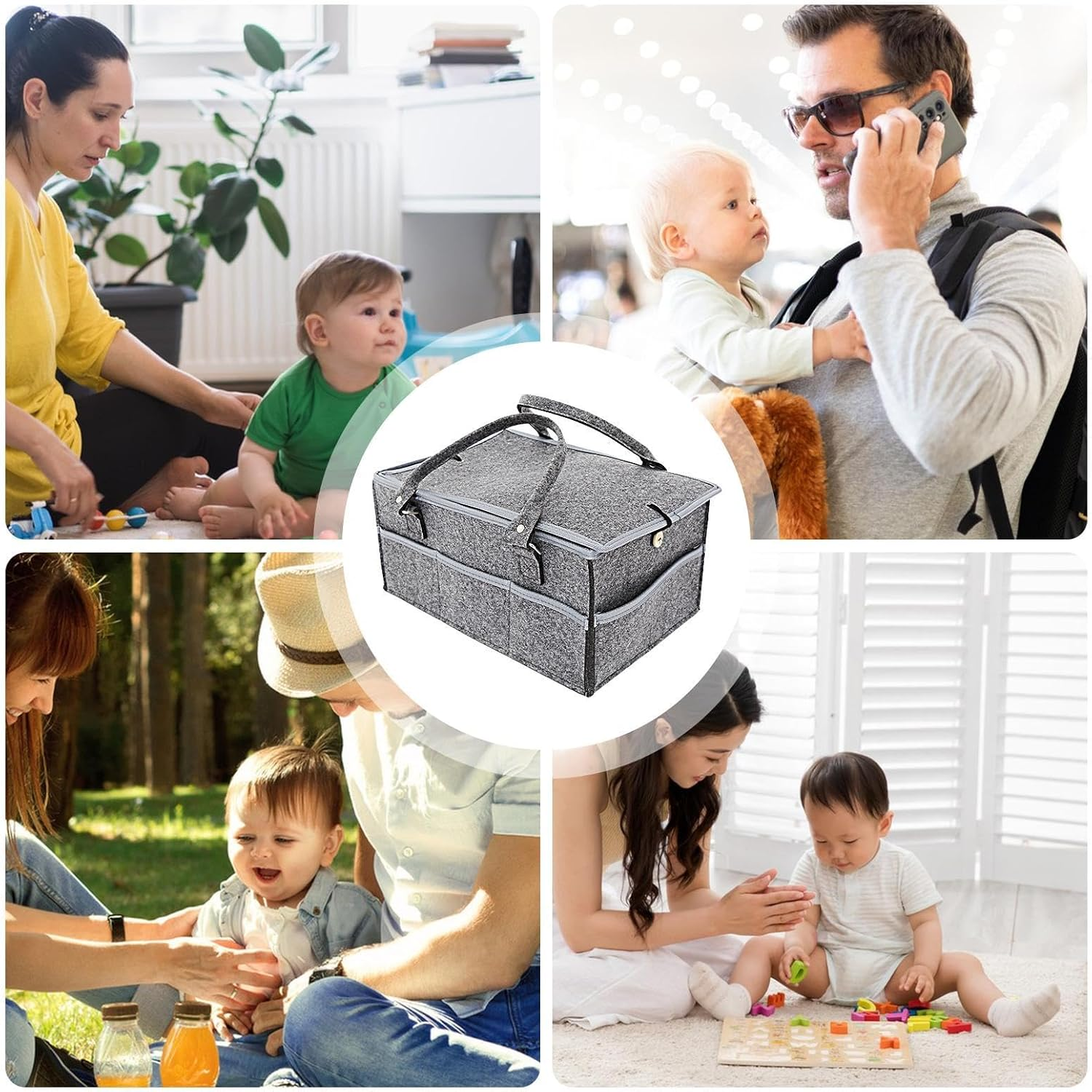 Diaper Tote Bag, Nursery Storage Bin, Felt Baby Organizer, Diaper Storage Basket, Baby Diaper Organizer, Nappy Storage Bag, Baby Bottle Storage, Baby Wipes Organizer, Portable Diaper Tote, image number 2