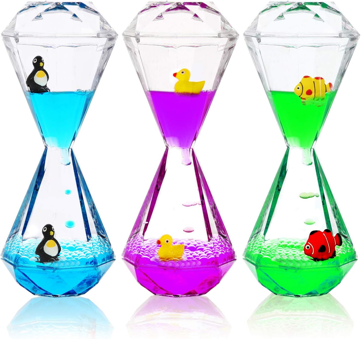 YUE ACTION Liquid Motion Bubbler Timer for Sensory Toys,Children Activity, Calm Relaxing Desk Toys, Anxiety Toys, Autism Toys, ADHD Toys, Assorted Colors, Pack of 3 (Style#3)
