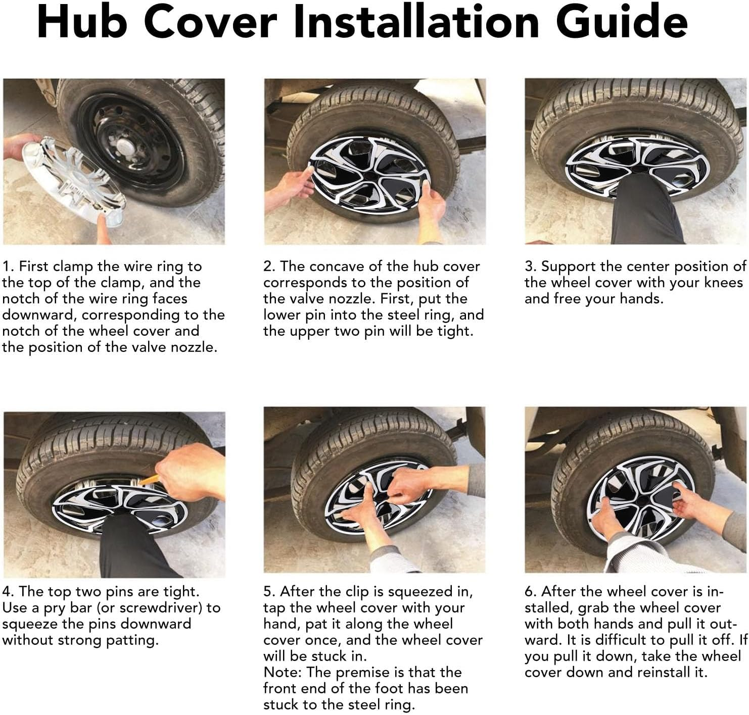 Universal Wheel Rim Cover Hub Caps, Auto Hubcap Set Wheel Cover Replacement Snap on Car Truck SUV,14 Inch Set of 4 Snap on Hubcaps for Universal Automotive image number 6