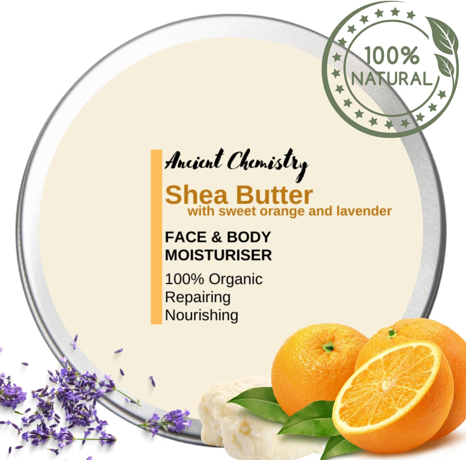 100ML Organic Shea Butter Moisturizer Wit Sweet Orange and Lavender 100% Pure and Natural &ndash; Deep Moisturizing Body Butter for Dry Skin, Stretch Marks, Hair Care image number 2