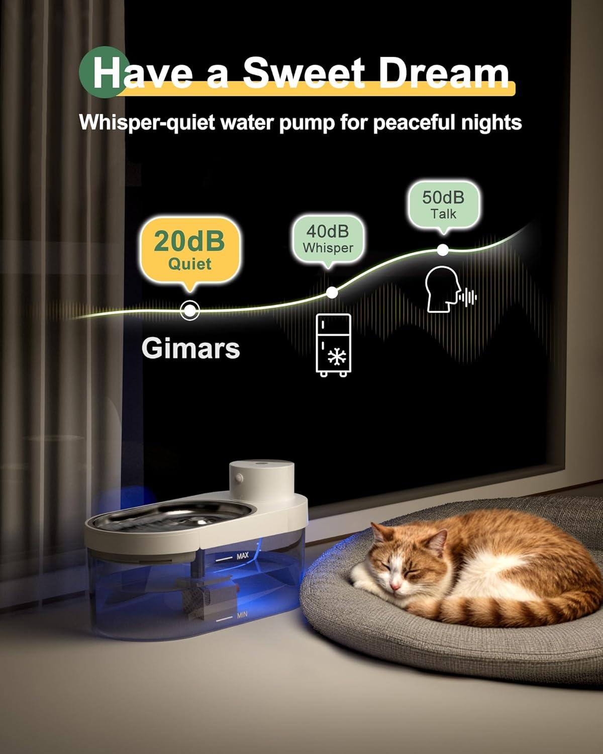 Gimars 4L Ultra-Quiet Bpa-Free & Stainless Steel Cat Fountain Wireless with Motion Sensor, 5000 Mah Battery, Drinking Fountain for Cats, Wireless without Power Cable, Water Fountain for Cats and Dogs image number 3