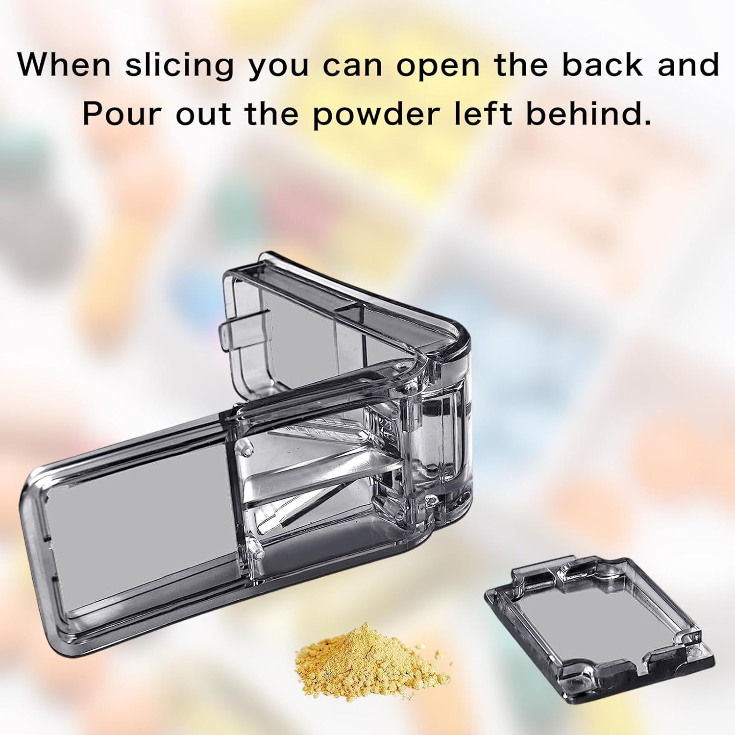 Multiple Pill Cutter with Grey Small Pill Box, Doubles as a Pill Box, Pill Cutter for Medication, Vitamins, Fish Oil and Supplements,For Purse Pocket image number 6