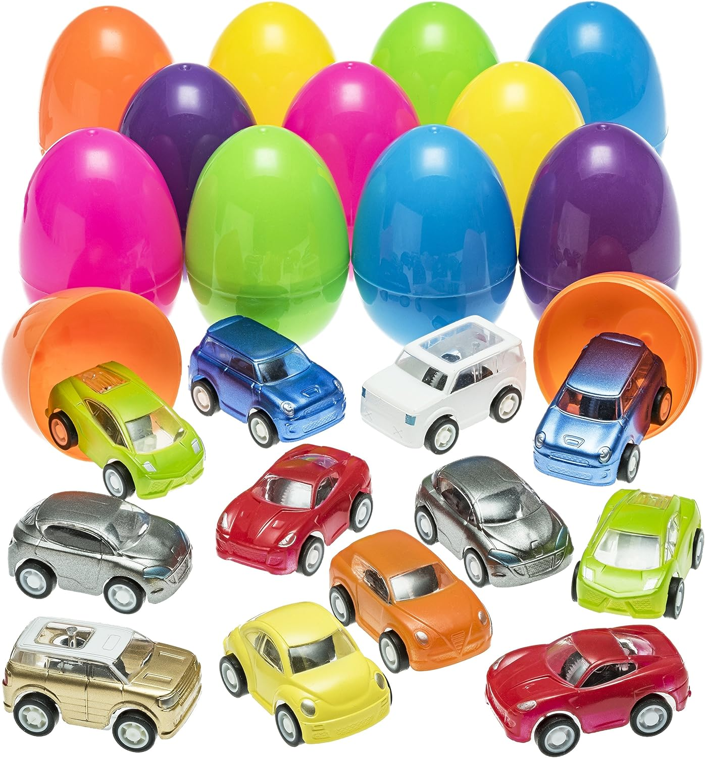 Prextex Easter Eggs Filled with Mini Pull Back Vehicles image number 2