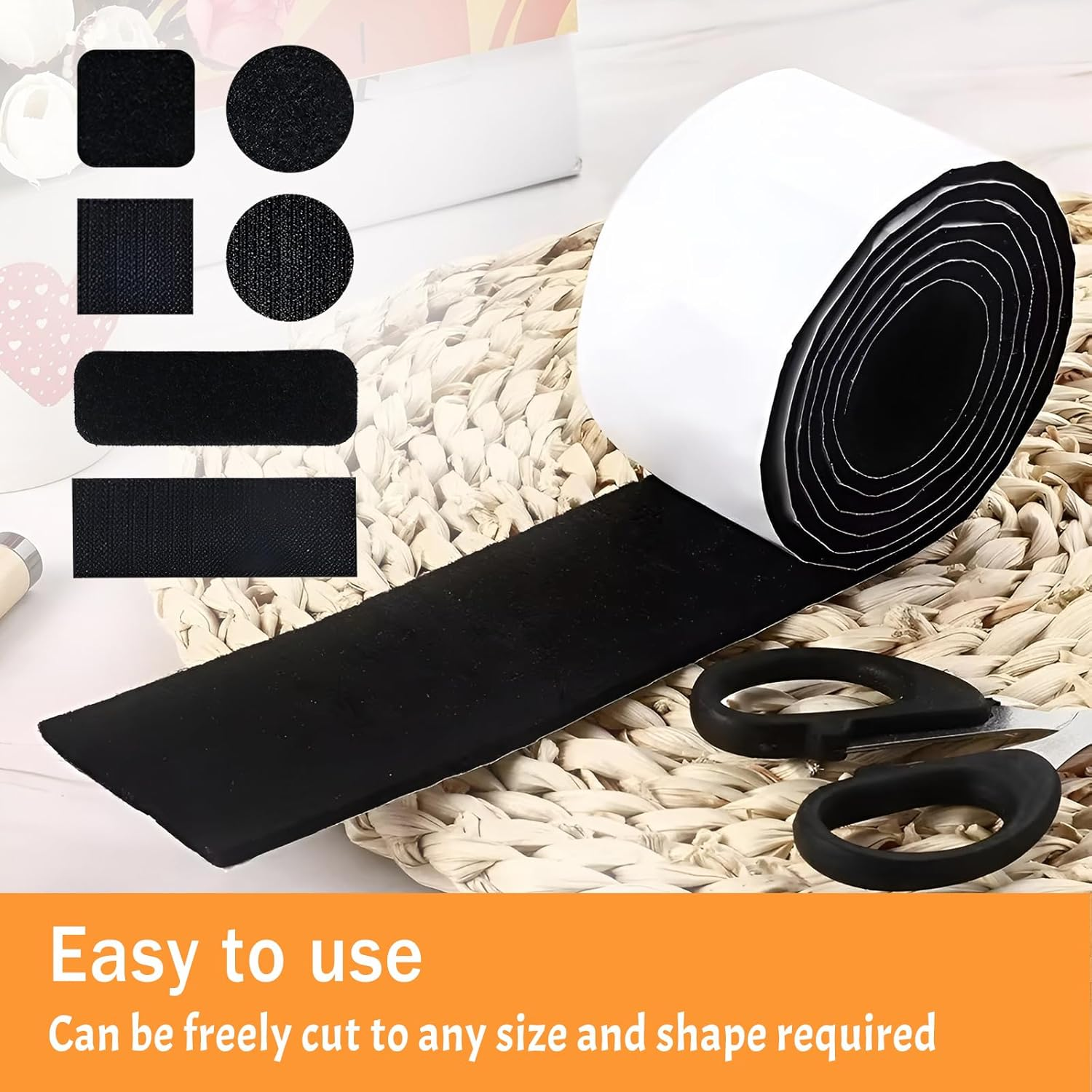 ZCOINS 2In X 16.4Ft Self-Adhesive Hook and Loop Strips Tape Roll Heavy Double Sided Sticky Duty Strips Industrial Strength Sticky Fastener Interlocking Fastener (Black) image number 6