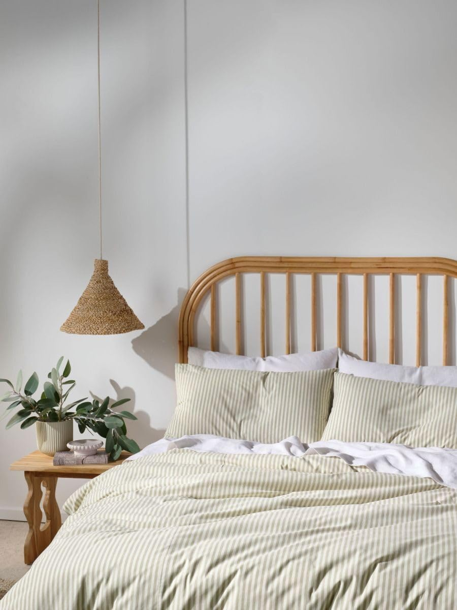 Linen House Classic Stripe Quilt Cover Set, Pebble, Double Size - Natural image number 3