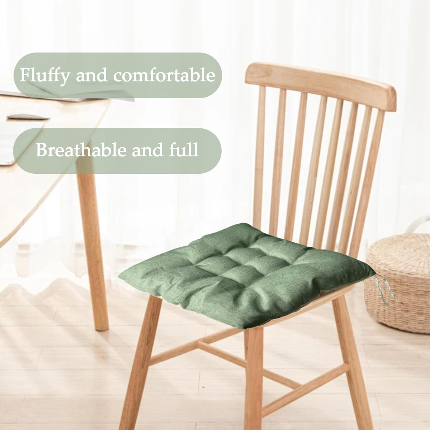 General Comfortable Seat Cushion Outdoor Indoor Cushion Square Soft Chair Cushion Home Decoration 40X40 Cm Suitable for Home, Office, Car, Patio Furniture, Mint Green, Square Design image number 3