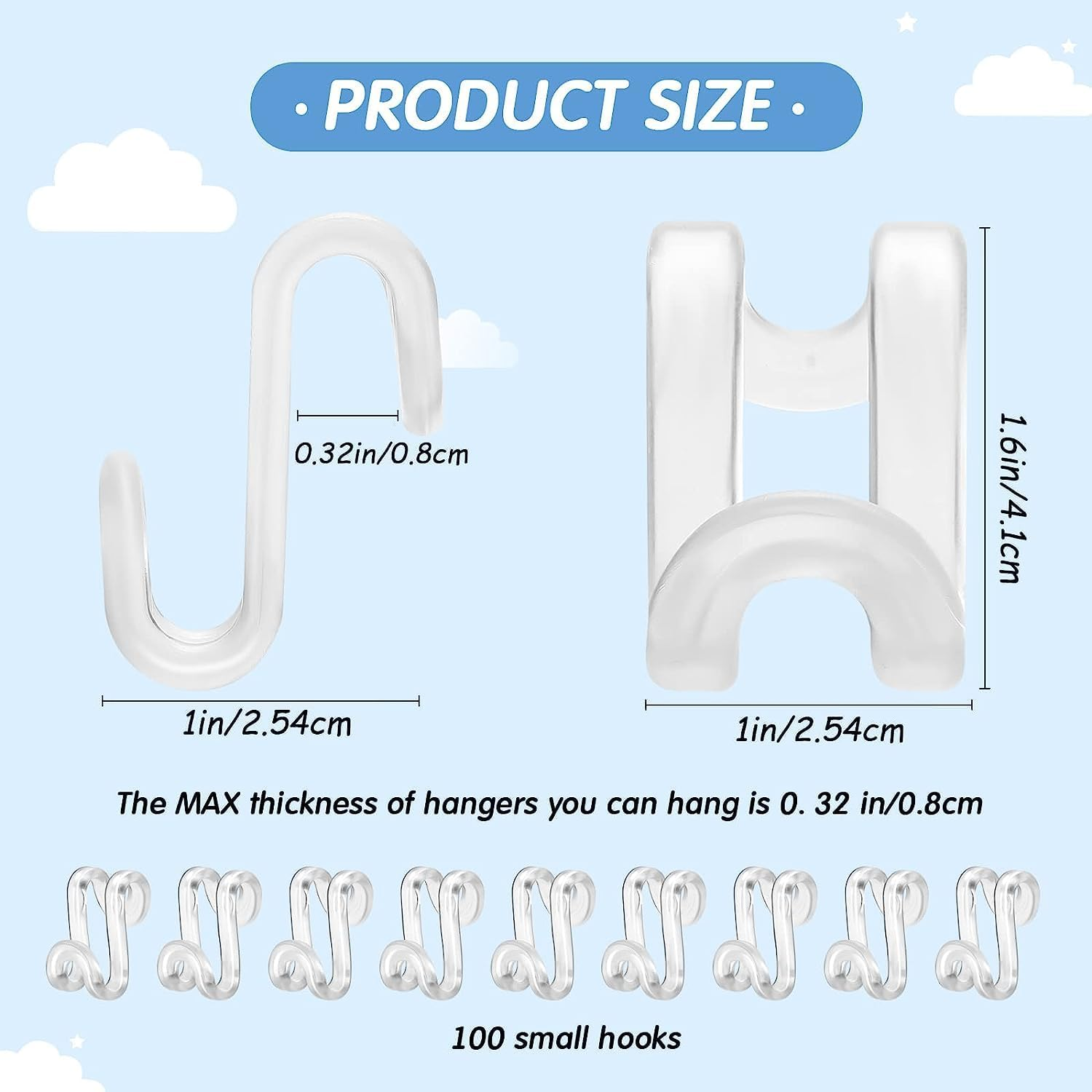 50 Pcs Mini Clothes Hanger Connector Hooks White Heavy Duty Closet Organizer Space Saver Plastic Extenders Accessory Cascading Connection Shirt Wardrobe - White image number 2