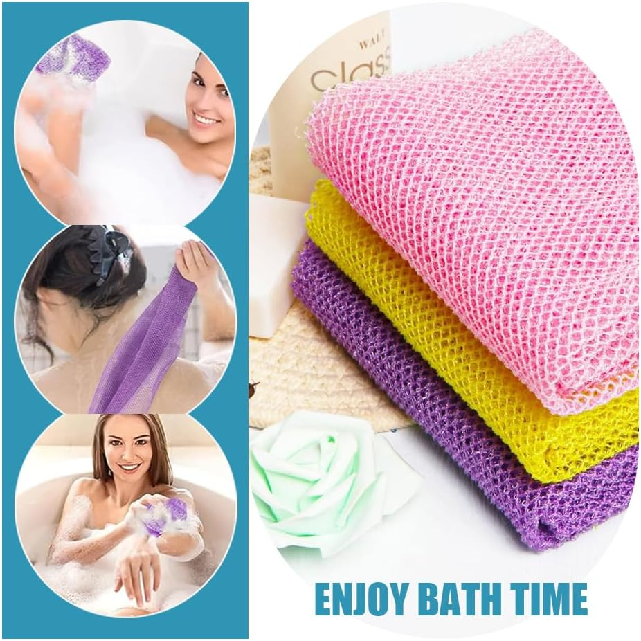 4Pcs African Net Sponge, African Exfoliating Net for Body, African Wash Net Shower Body Scrubber(Yellow, Blue, Pink, Purple) (Yellow, Blue, Pink, Purple)