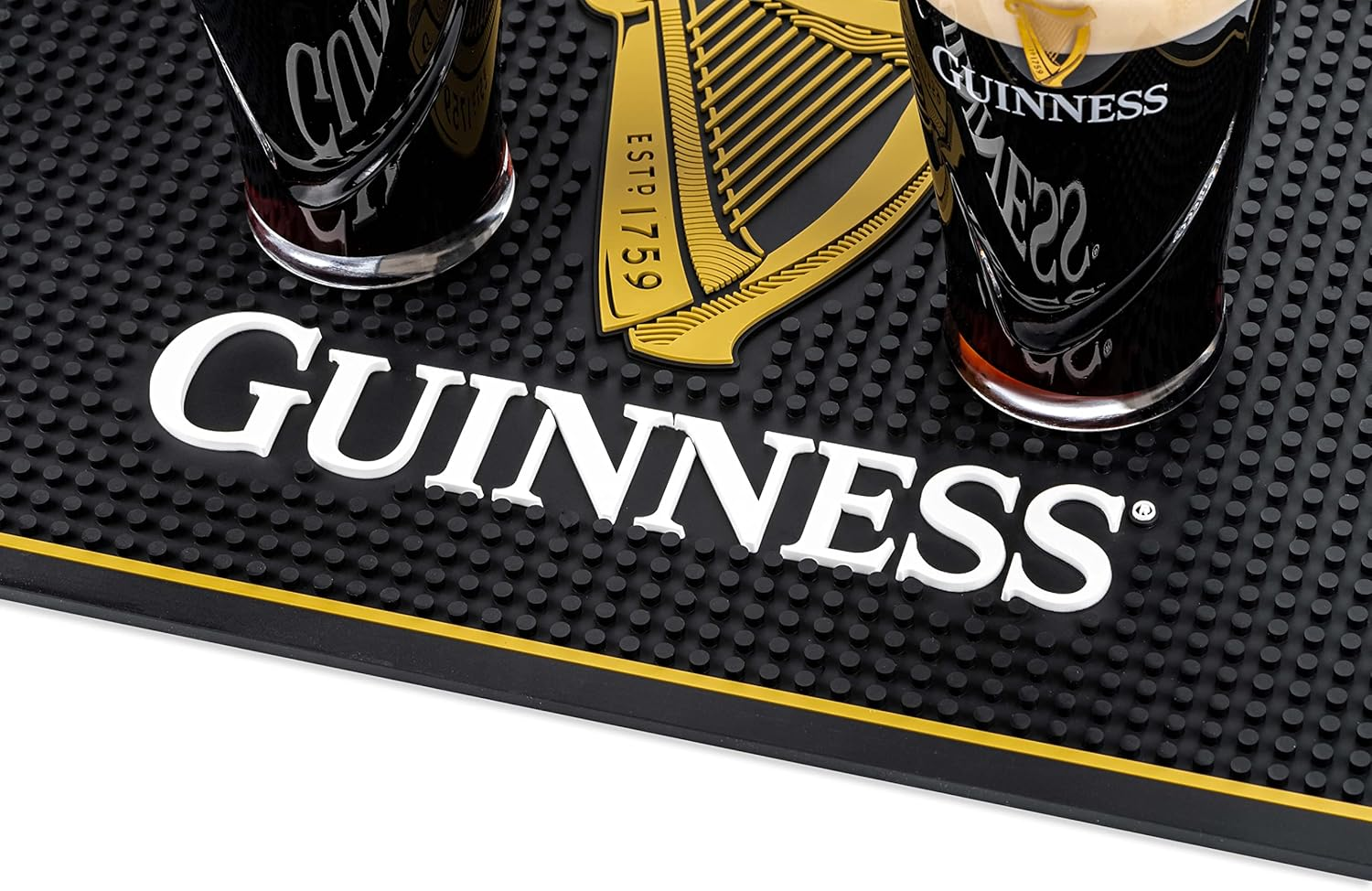 Guinness Bar and Spill Mat for Countertops | Irish Rubber Bar Mat for Drips with Guinness Harp Logo | Professional Bar Service Mat with Guinness Beer, 18 X 12&rdquo; Compatible image number 1