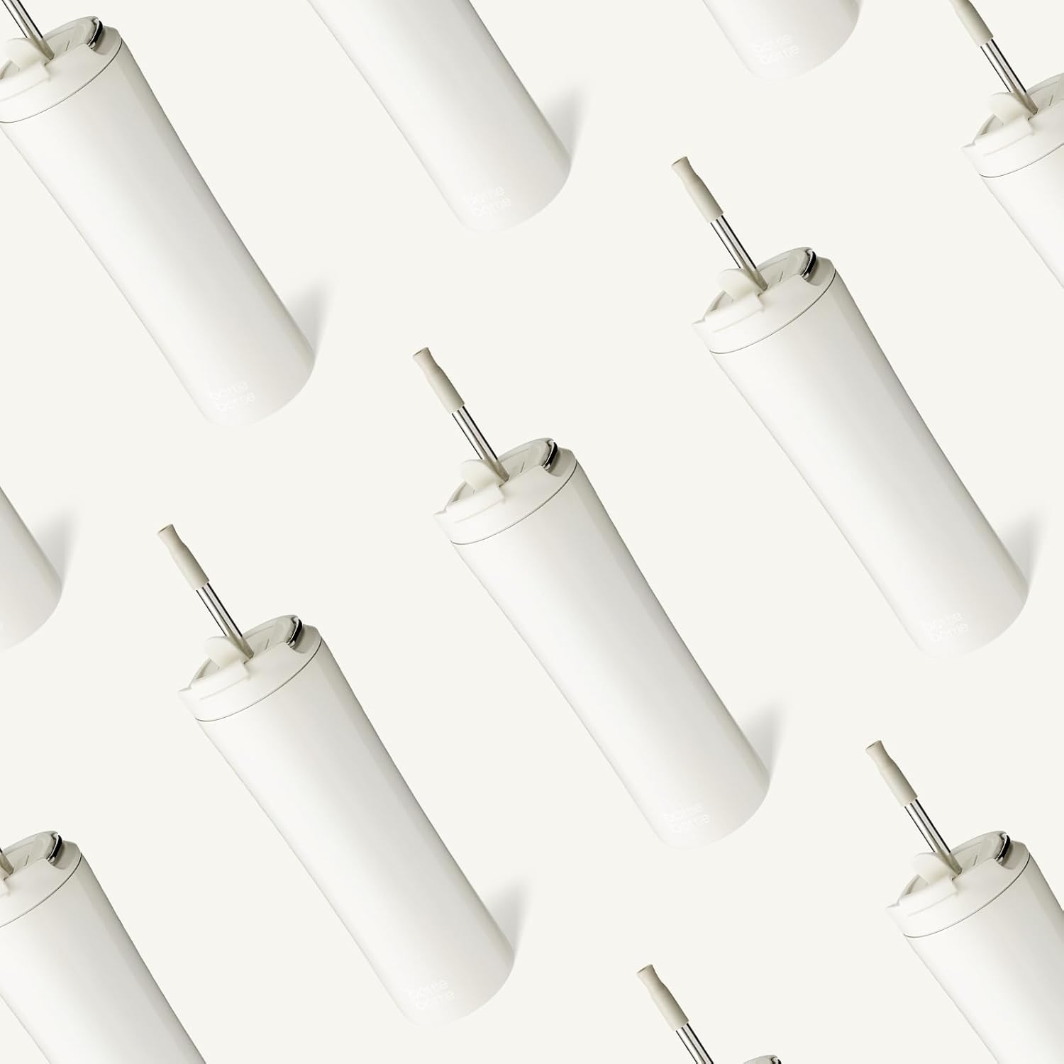 Bottle Bottle Insulated Water Bottle Coffee Tumblers with Dual-Use Lid and Straw Double Walled Iced Travel Coffee Mug for Woman and Man 24Oz Stainless Steel Tumbler with Handle（Ivory White） image number 2