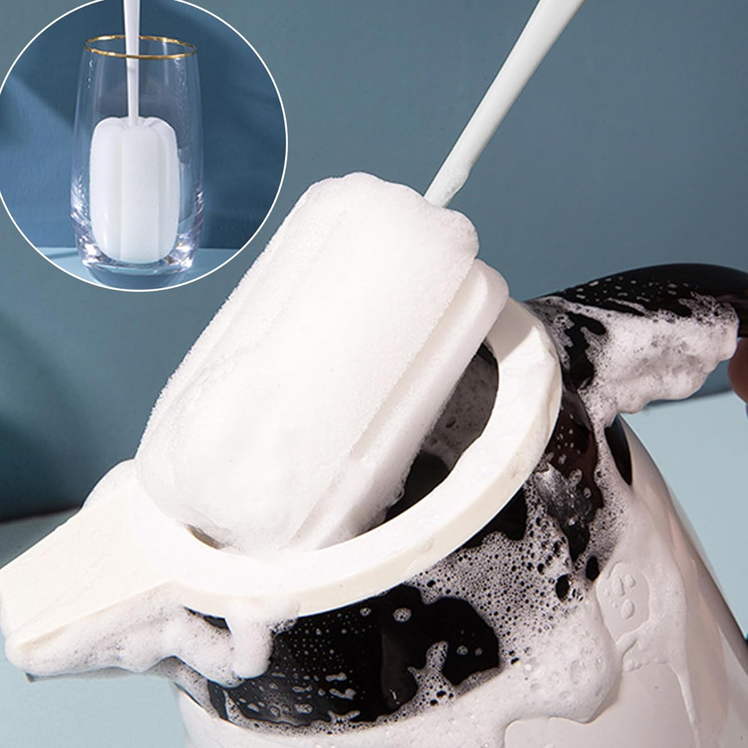 Bottle Brush Cleaning Set with Long Handle &ndash; Includes Narrow Neck Beer, Wine, Decanter, Pipe, Lids, Sink Cleaning Brushes &ndash; 7.9-16 Inch Multi-Purpose Brushes &ndash; White image number 2