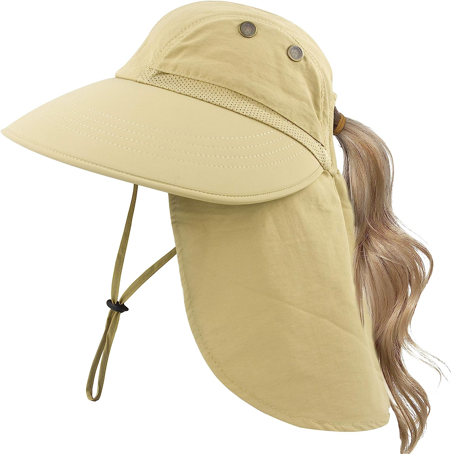 Muryobao Women'S Sun Hat Outdoor UV Protection Foldable Packable Mesh Hat Wide Brim Summer Beach Fishing Cap with Neck Flap