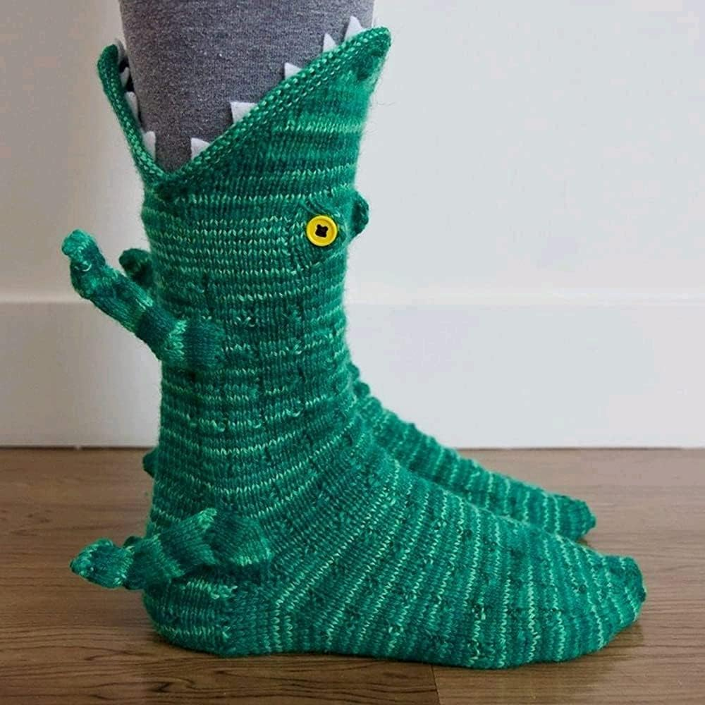 Knit Animal Sock Funny Socks Crocodile Socks Winter Warm Thick Alligator Knitted Socks Unisex Men Women image number 4