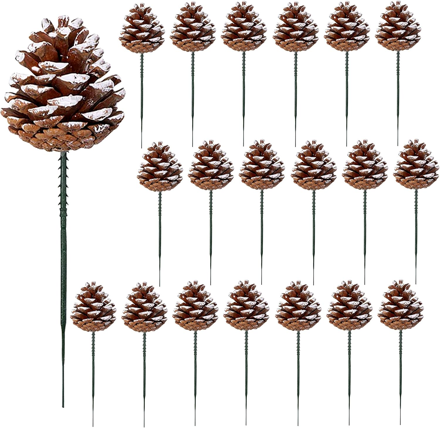 20 Pieces Christmas Pine Cones Decorations Picks - Snow Pine Cone for Xmas Tree Garland Wreath Ornaments Pinecones Decorating Winter Holidays Home image number 6