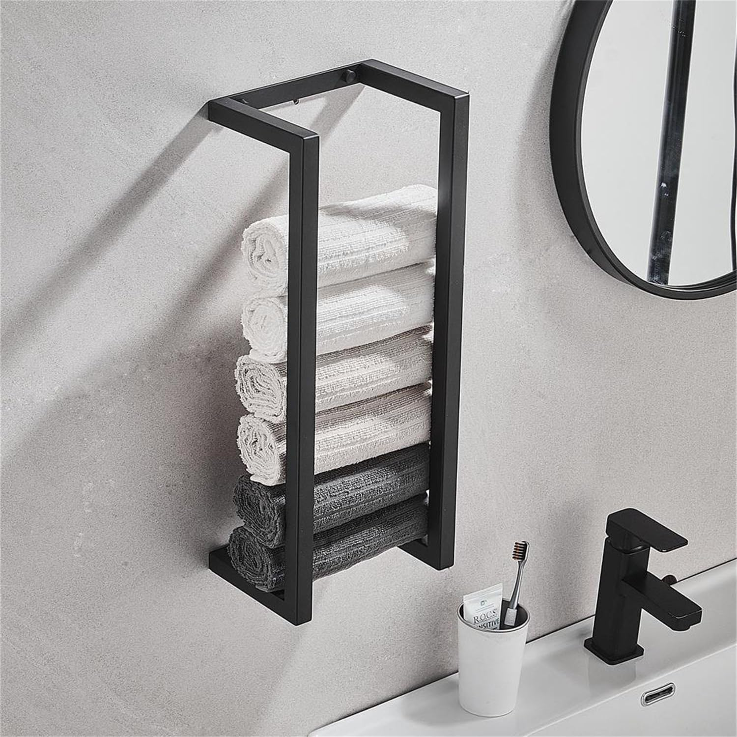 Wall Mounted Towel Rack for Bathroom, Metal Organizer, Bath Towel Holder for Modern Small Space Storage