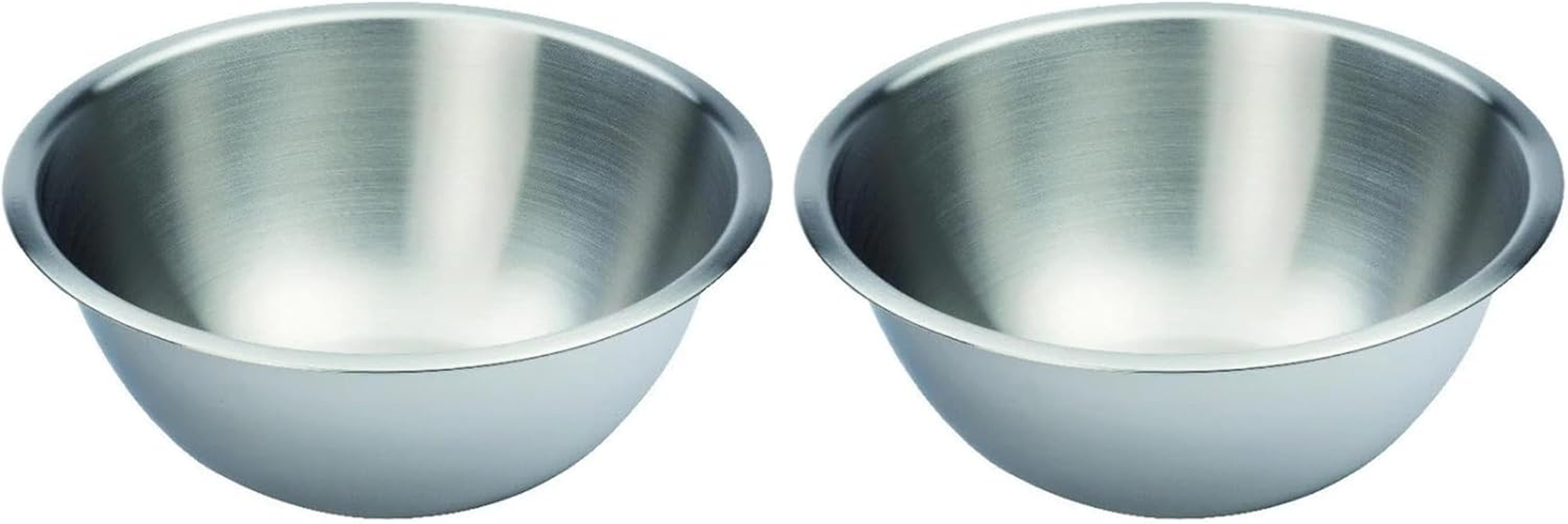 Eterna Satin Mixing Bowl, Silver, 24 Cm / 2.8 L &ndash; High-Quality 18/8 Stainless Steel Bowl with Fluted Rim for Easy Grip &ndash; Durable, Hygienic & Easy to Clean Kitchen Essential - 24 Cm (Pack Of 2)