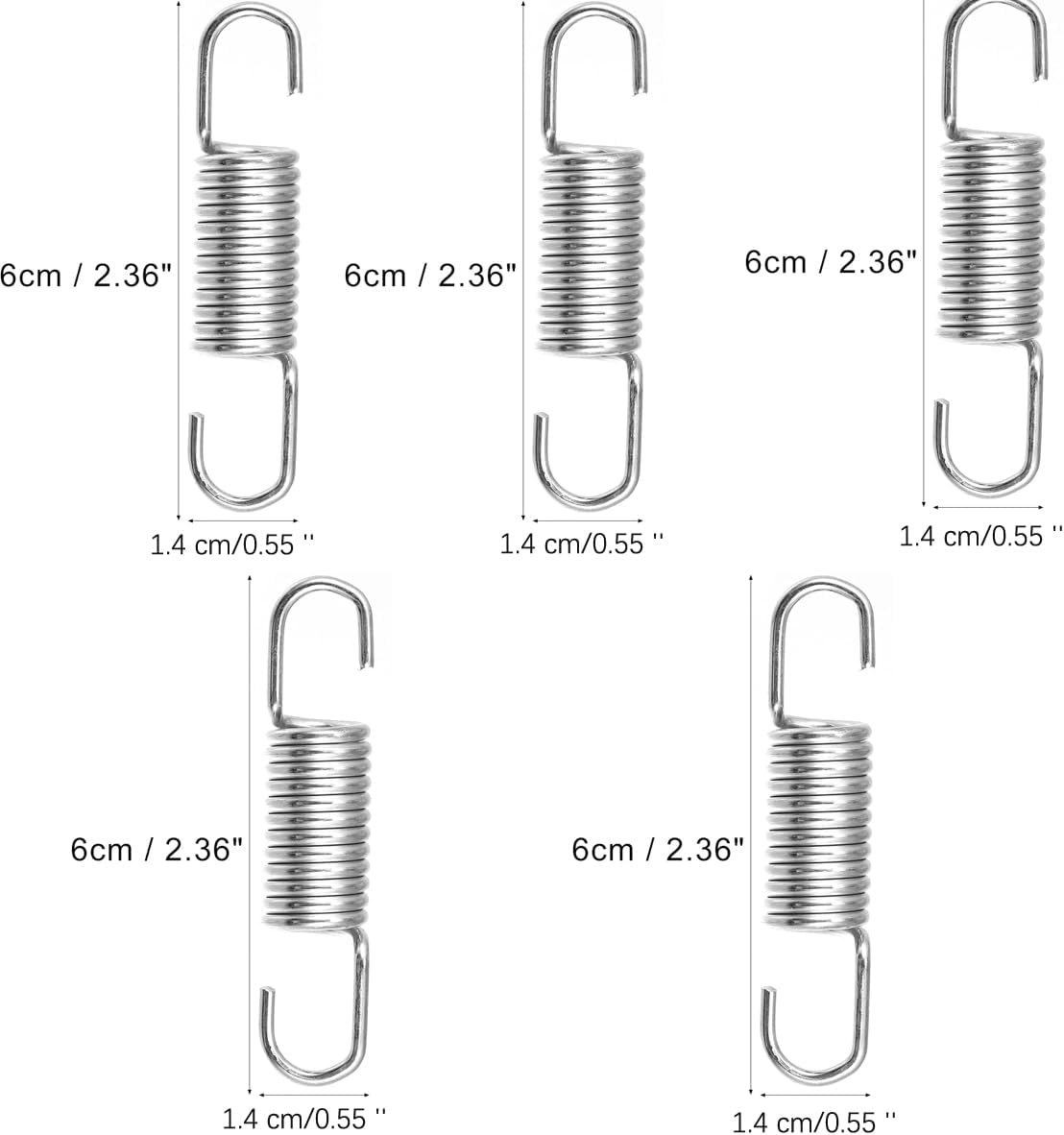Yehveh 5 Pack Motorcycle Brake Pedal Return Spring 60Mm 2.36'' Rear Lever Clutch Mechanism Tension Springs Replacement for GS125 ATV Suzuki KFX Yamaha Blaster Reclining Chair Recliner Sofa Bed Repair image number 2