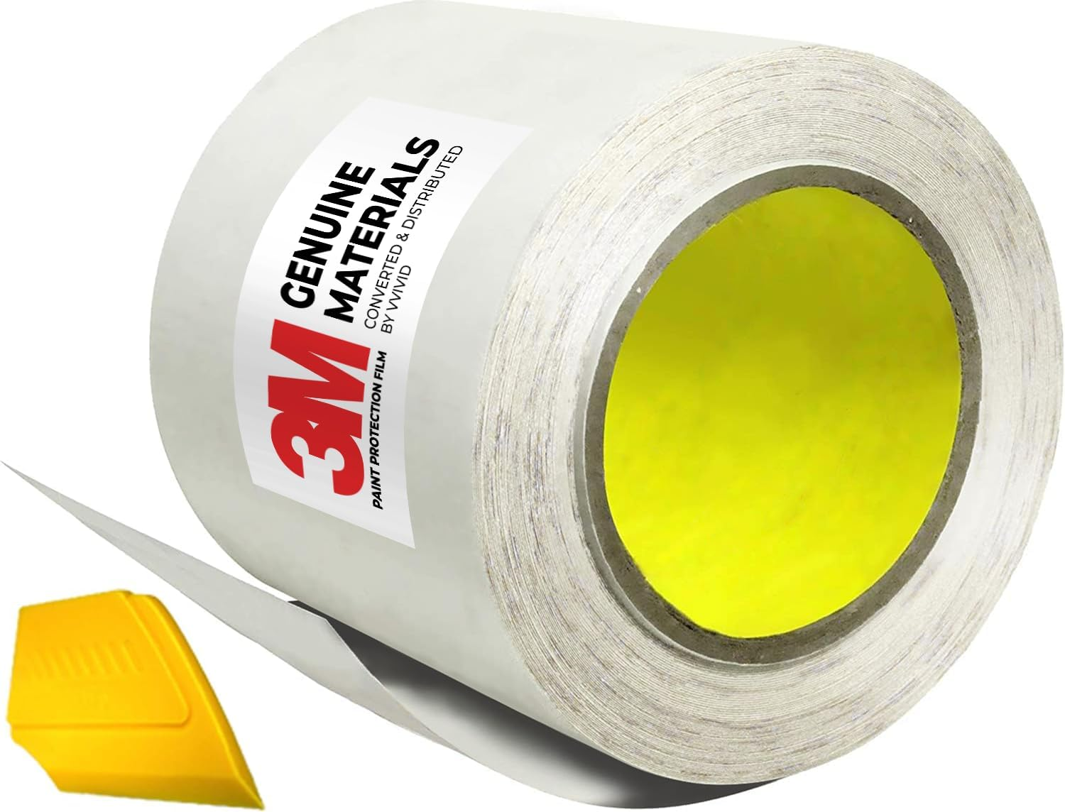 Vvivid 3M Clear Vinyl Paint Protection Film 6 Inch by 120 Inch Roll W/Yellow Detailer Squeegee image number 5