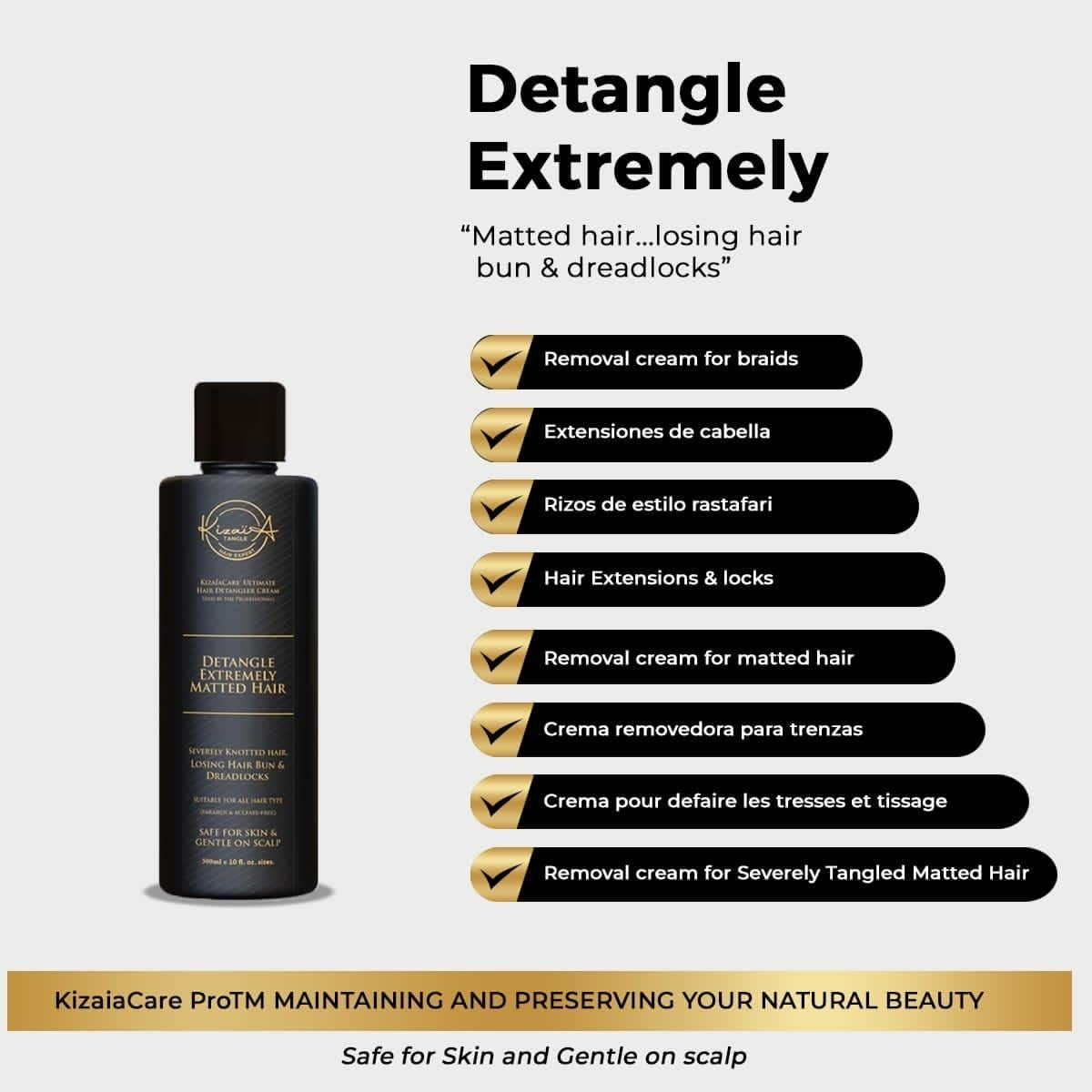Kizaiacare Ultimate Matted Hair Detangler: Painless Detangling Solution for Tangled, Knotted, Matted or Dreadlocked Hair. | Adults & Children Suitable for All Types. image number 2