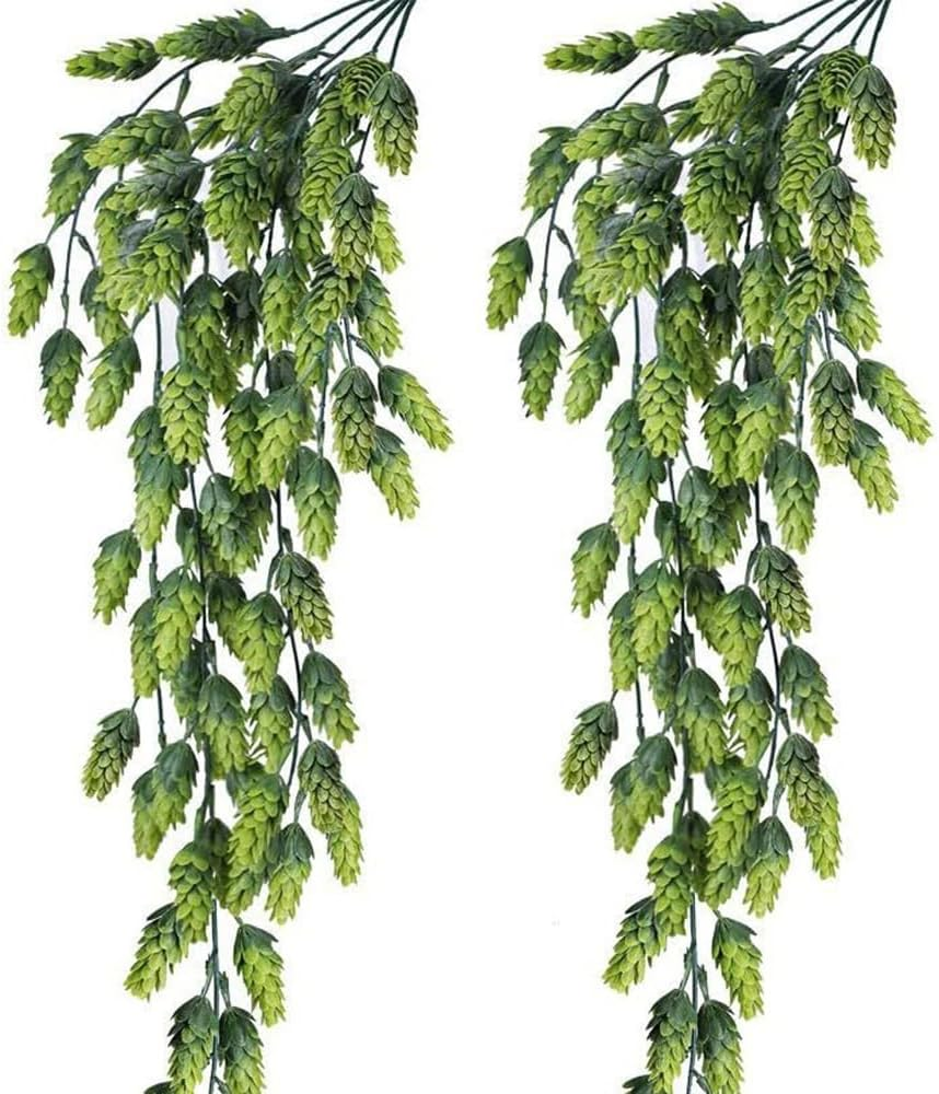 3Pcs Artificial Fake Flowers Hops Plants Realistic Faux Plastic Greenery Hanging Plant Vines UV Resistant Flower Wreath Decorations for Home Wall Garden Wedding Party Outdoor Balcony Corridor D&eacute;cor image number 4
