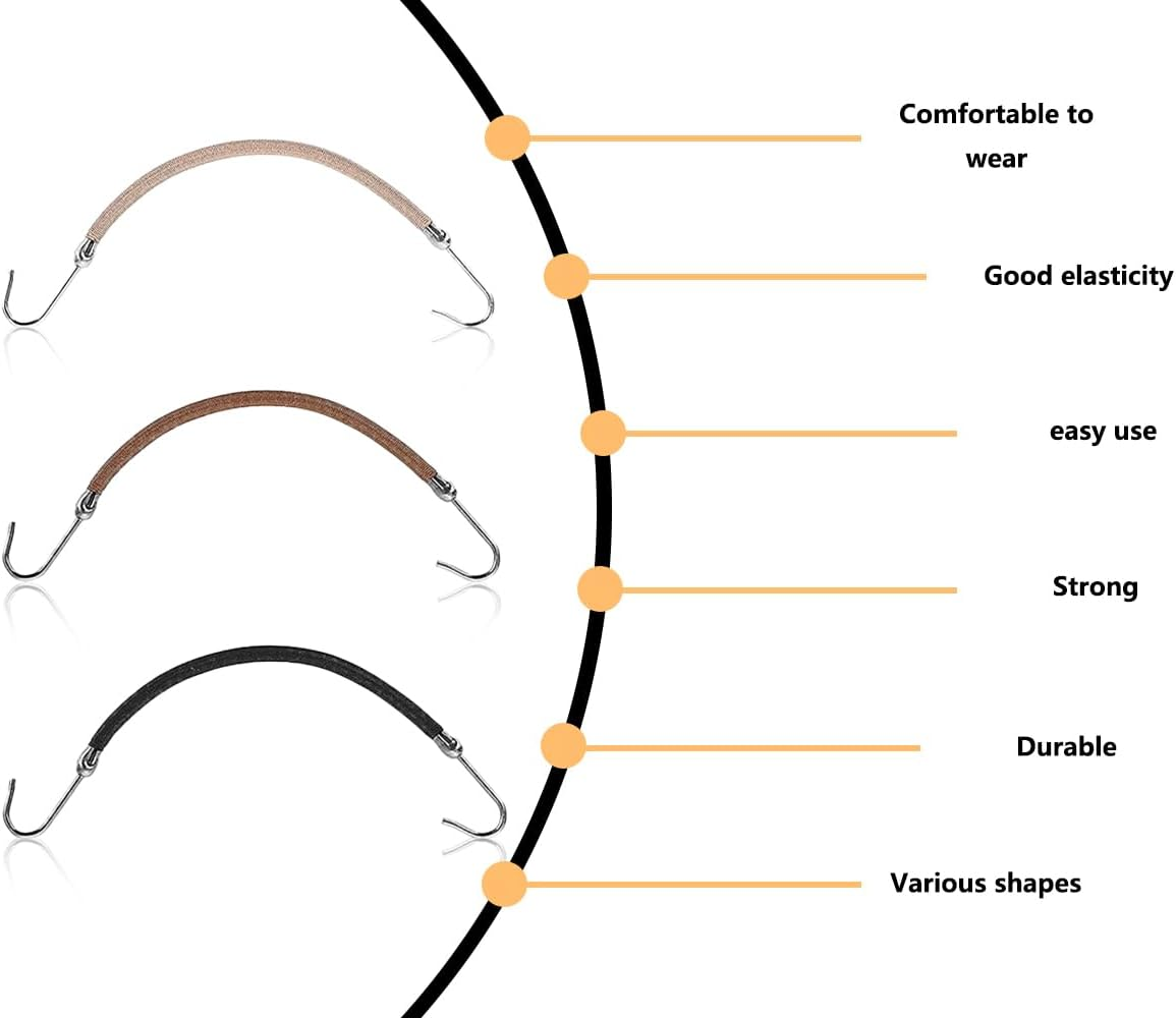 KAPSING Pack of 3 Elastic Hair Bobbles with Hooks, Elastic Hook Hair Scrunchie Bungee, Adjustable Ponytail Holder, Suitable for Most Hairstyles