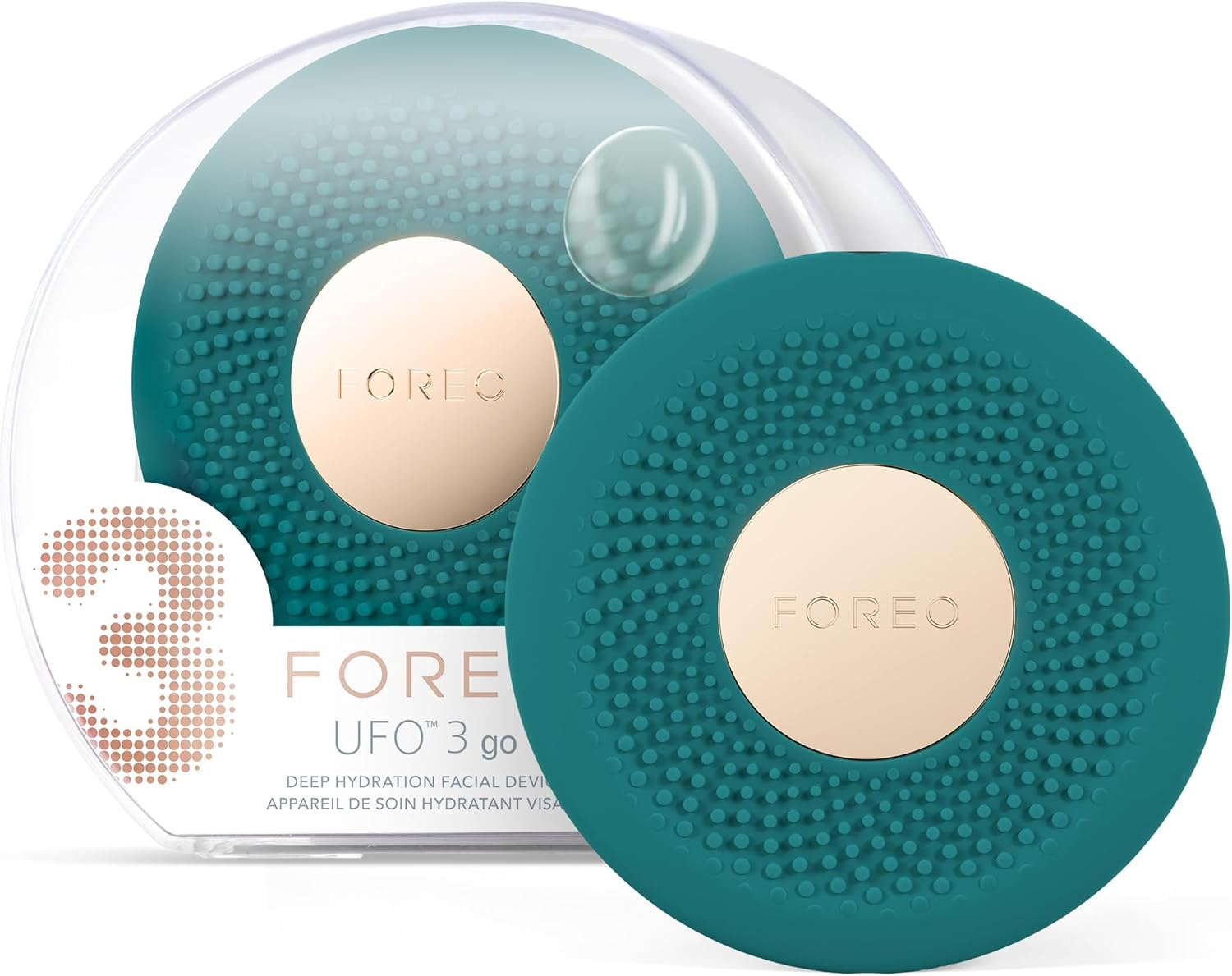 FOREO UFO 3 Go - Compact 4-In-1 Full Facial LED Mask Treatment - Deep Moisturiser - anti Aging Face Mask Beauty - Face Massager - Evergreen image number 1