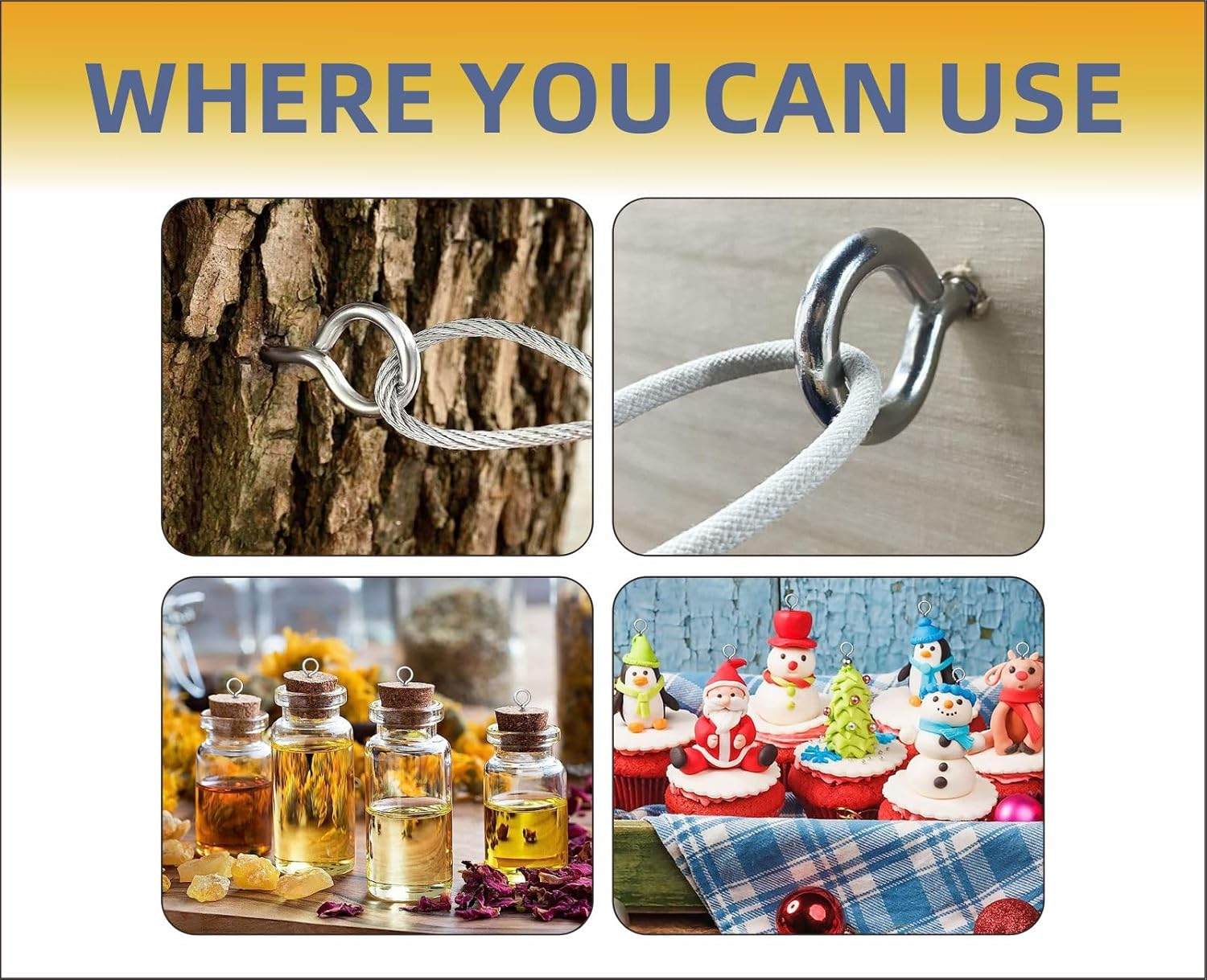 Mariyandh 100PCS 1.1 Inches Silver Eye Hooks Screw Metal Eye Hooks Small Eyelet Screws(5#,100Pcs)