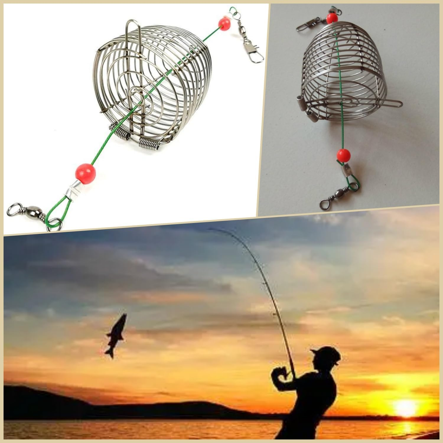 Taicols Fishing Bait Traps Cage,10 Pcs Stainless Steel Feeder Basket Lure Holder Tackle Metal Lures Hamper Crawfish Baskets Fish Carp Crab Accessories Hair Crayfish Spring Rod Coil Banks Chum Bag