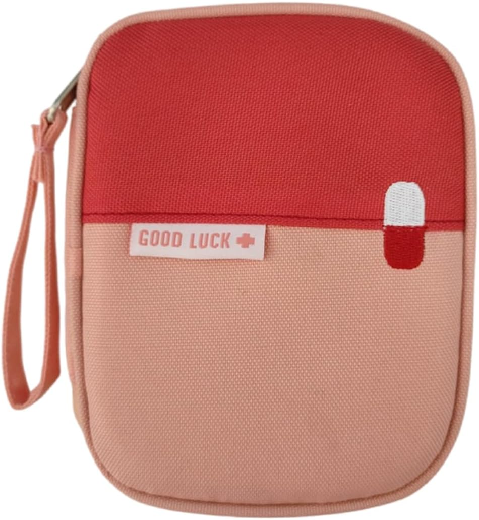 Kalione Pink First Aid Storage Pouch, Water-Resistant Medical Organizer Bag with Segmented Compartments, Portable Emergency Kit Case for Travel，Mini ，Multi-Function Health and Household Supplies image number 4