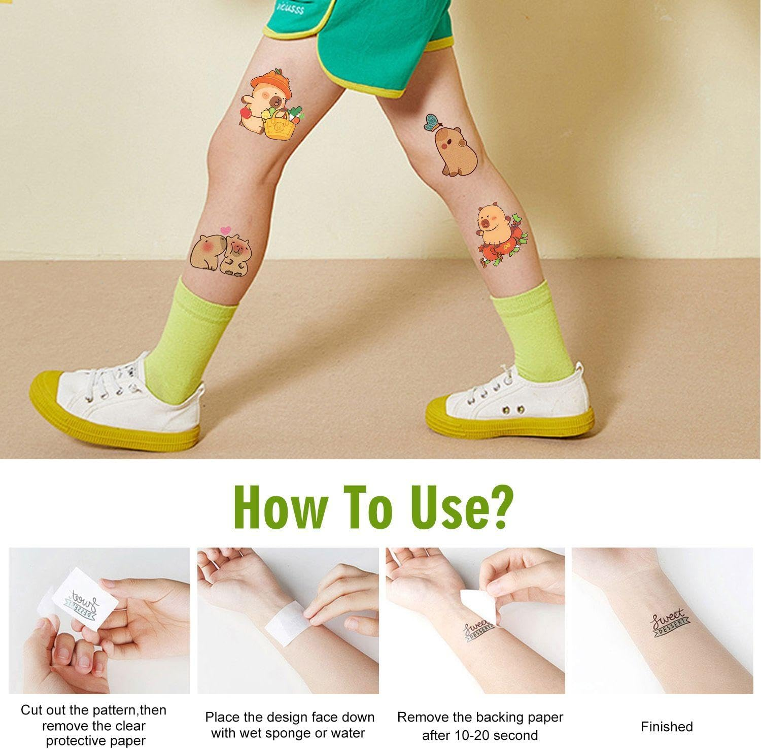 Pack of 30 Cartoon Capybar Stickers, Temporary Tattoo Stickers for Children, Waterproof Tattoo Stickers, Party Decoration, Tattoo Stickers. image number 2