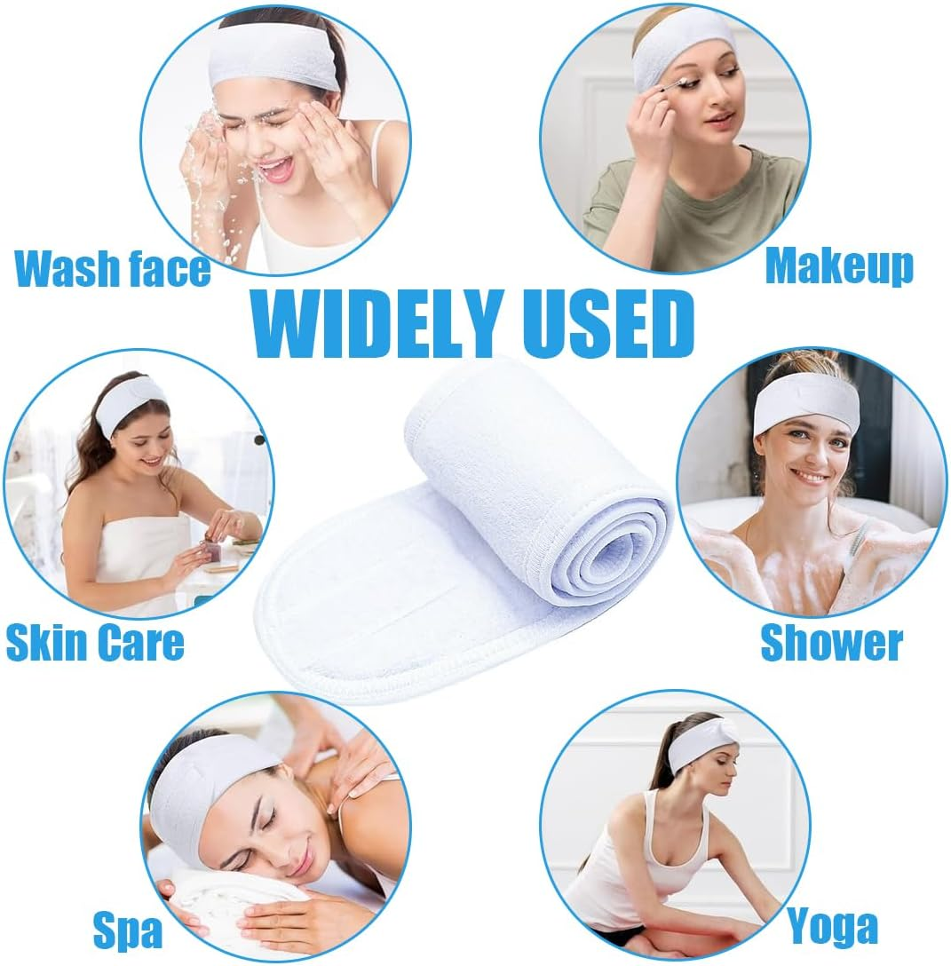 Pack of 3 Cosmetic Headband Terry Cloth Hair Protection Band with Fastening for Cosmetic Treatments Hair Protection for Make-Up, Sports, Yoga image number 5