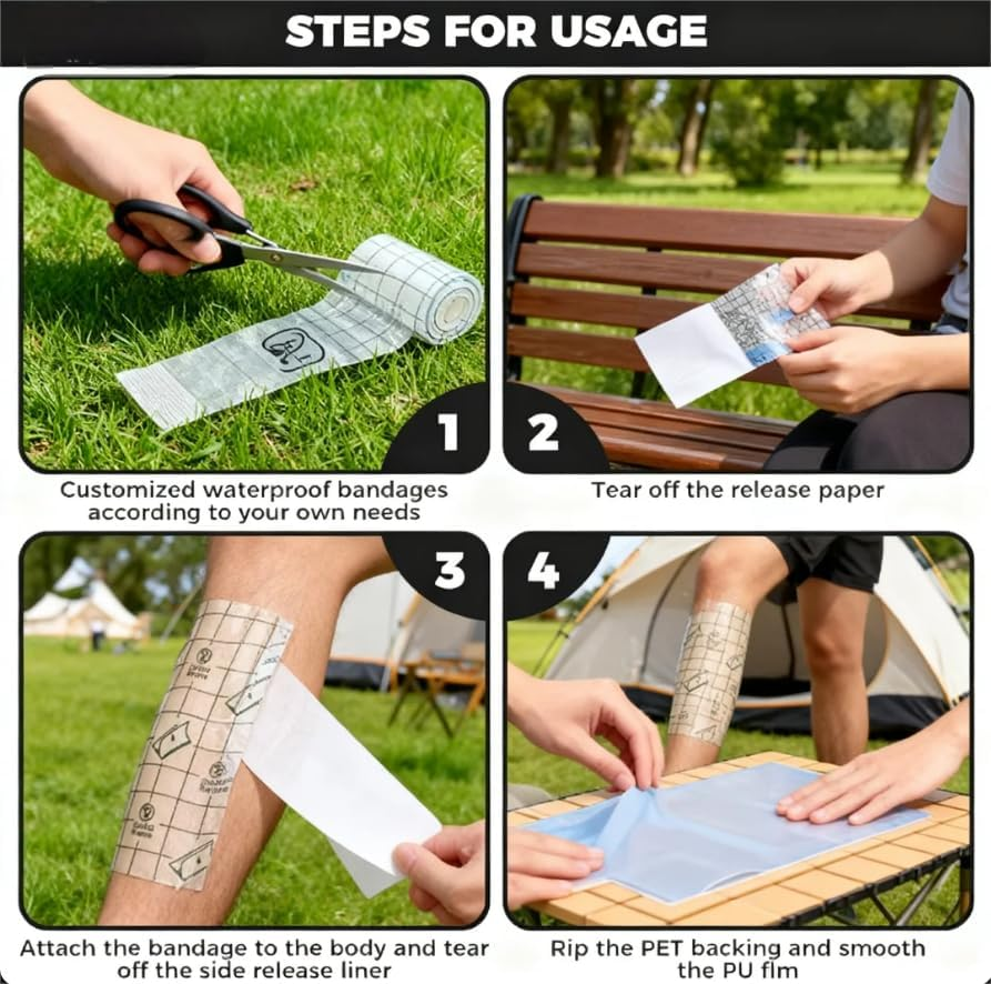 Abeillo Tattoo Aftercare Bandage Roll,Width 15Cm, Length 2M,Waterproof Transparent Film for Initial Healing and Skin Repair，For Example, It Is Applicable Swimming and after Surgery or Tattoos image number 3