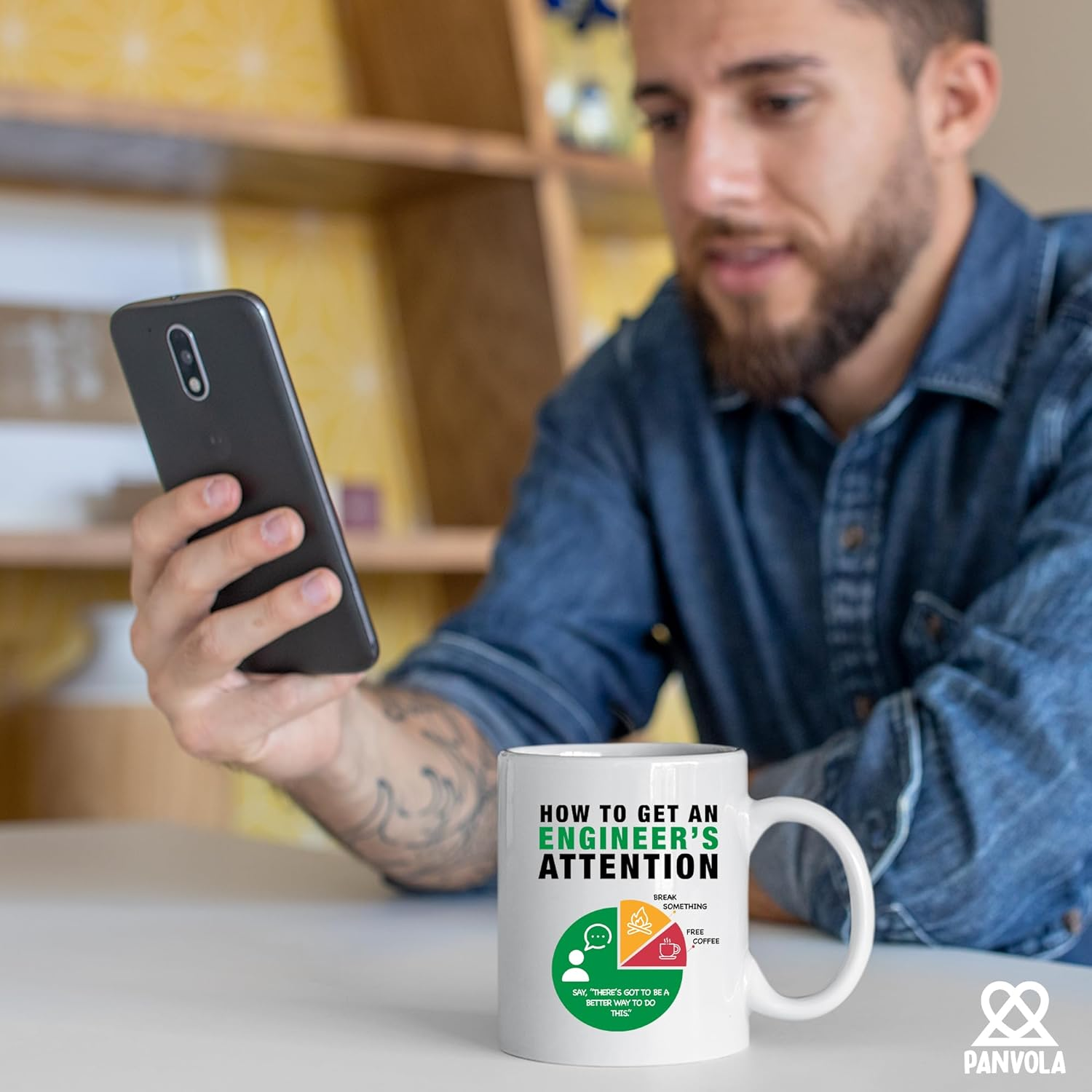 How to Get an Engineer'S Attention Funny Coffee Mug for Engineering Boyfriend Husband Student Son Daughter Coworker Friend from Dad Mom Wife Girlfriend Novelty Drinkware Ceramic Tea Cup 11Oz White image number 4