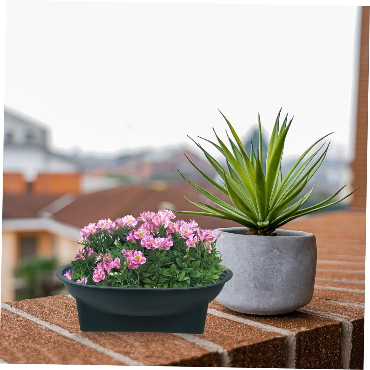 NULYLU 6Pcs Green round Floral Bowls Cemetery Planter Flower Arrangement Holders 16X16X5Cm Indoor Outdoor Yard Plant Bowls Memorial Gardening Supplies image number 2