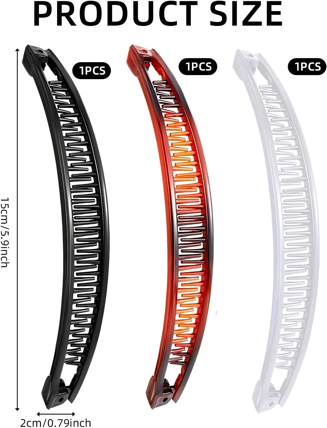 Pack of 3 Banana Clip Hair, Banana Clip, Retro Female Hair Accessory, Hair Comb, Banana Hair Clips, Women'S Thin Hairstyle, Large Banana Hair Clip, for Curly or Straight Hair Women and Girls