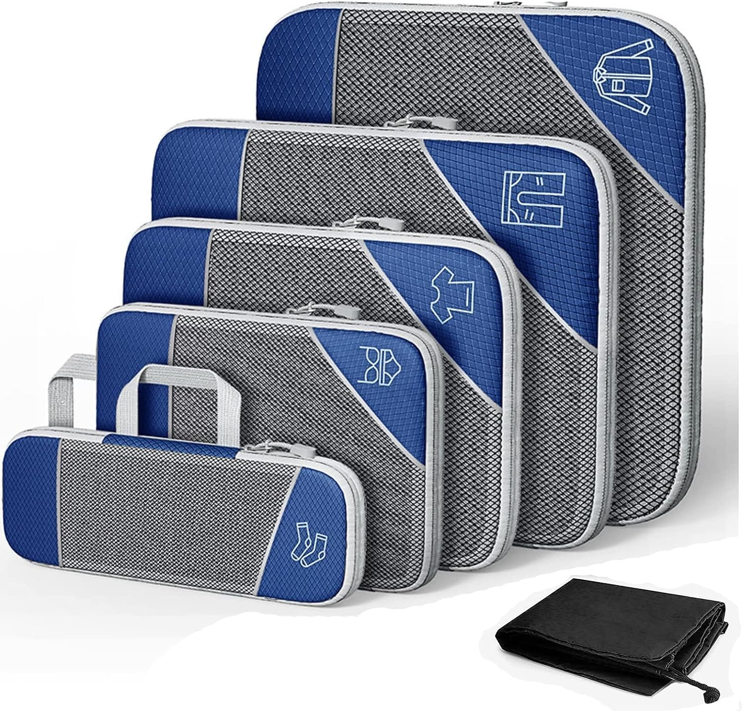 Compression Packing Cubes for Suitcases, VNPONV 6 Set of Travel Luggage Packing Organizers, Suitcase Organizer Bags Set for Expandable Packing Organizers Travel Accessories (Darkblue) image number 4