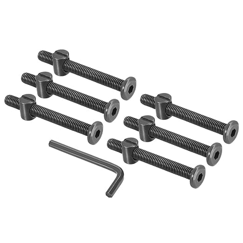 Eisbiek M6 X 50Mm Bunk Bed Bolts, 6 Pack Hex Drive Socket Cap Barrel Screws Bolt Nuts Assortment Kit with 1Pcs Wrench for Furniture Bed, Zinc-Plated. (Zinc-Plated, 6 Set M6X50)