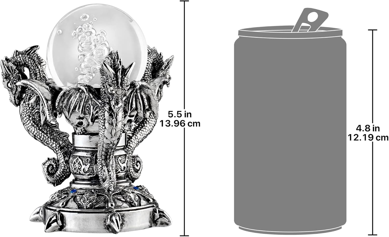 Design Toscano QS291672 Dragons of Corfu Castle Mystic Glass Globe, Silver image number 3