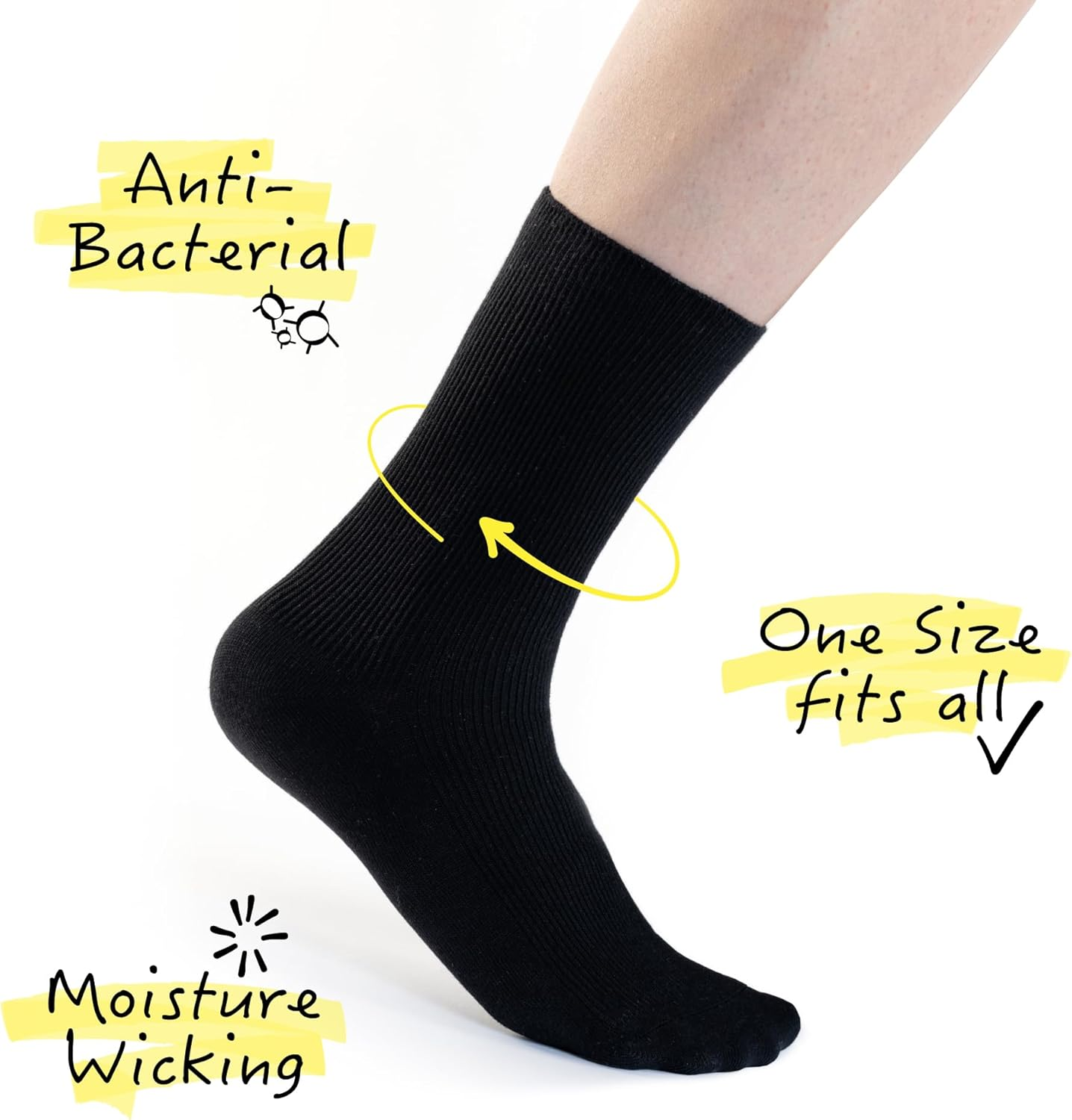 Not Just a Sock Diabetic Socks for Men and Women - One Size Fits All - Seamless and Loose-Top Non-Binding Socks for Improved Circulation - Copper Infused - Eggshell Blue, Count 1 image number 3