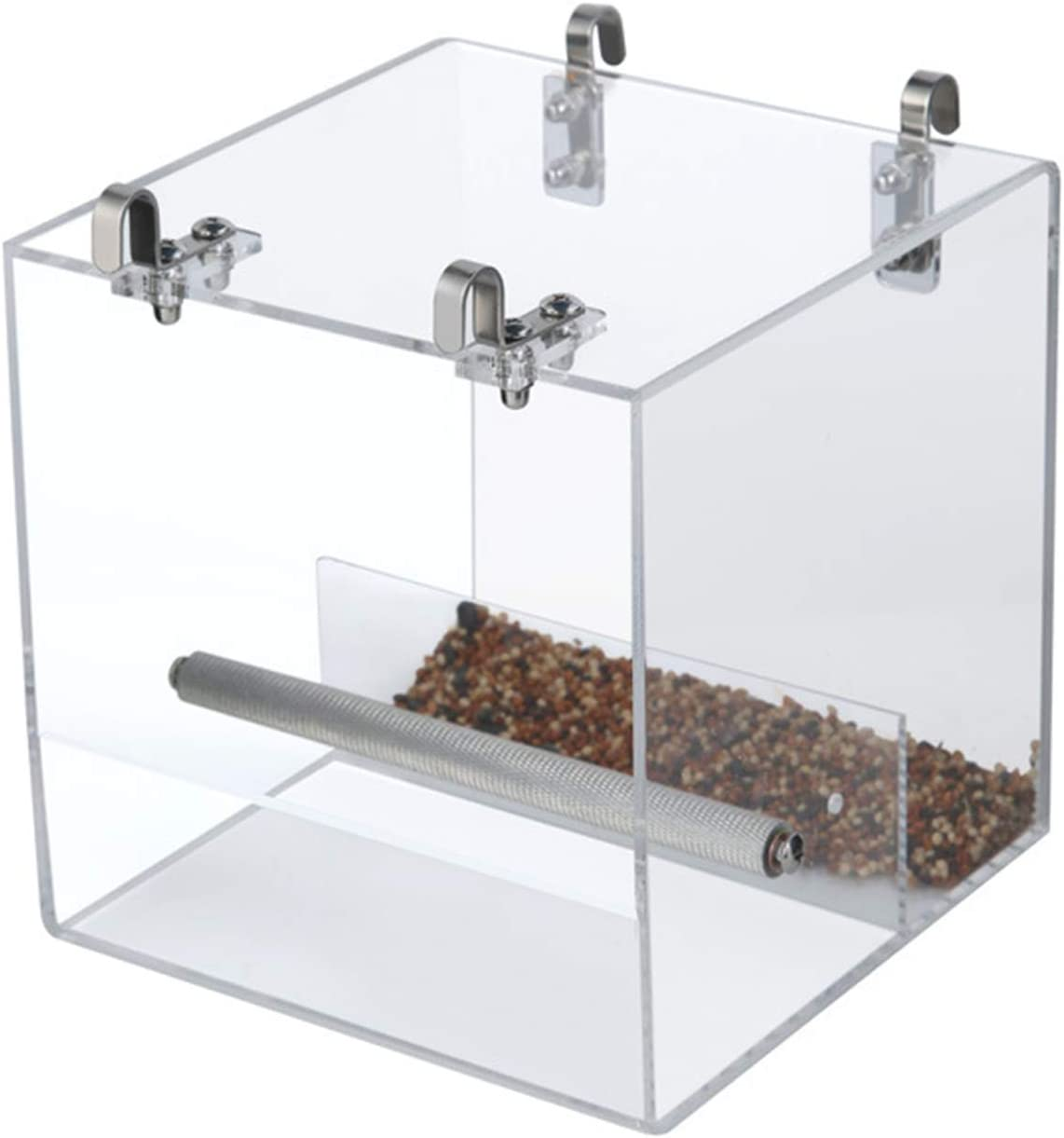 SETCO Automatic Bird Feeder No Mess Bird Cage Pet Feeder Seed Food Container for Parakeet Canary Cockatiel Parrot Finch Canary Acrylic (Medium-New) image number 2