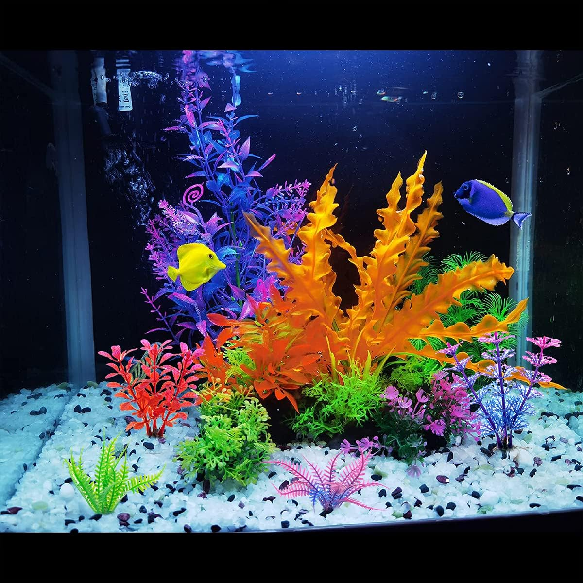 Fish Tank Plants, 8 PCS Aquarium Plants Decorations with Ceramic Base (About 10Cm)