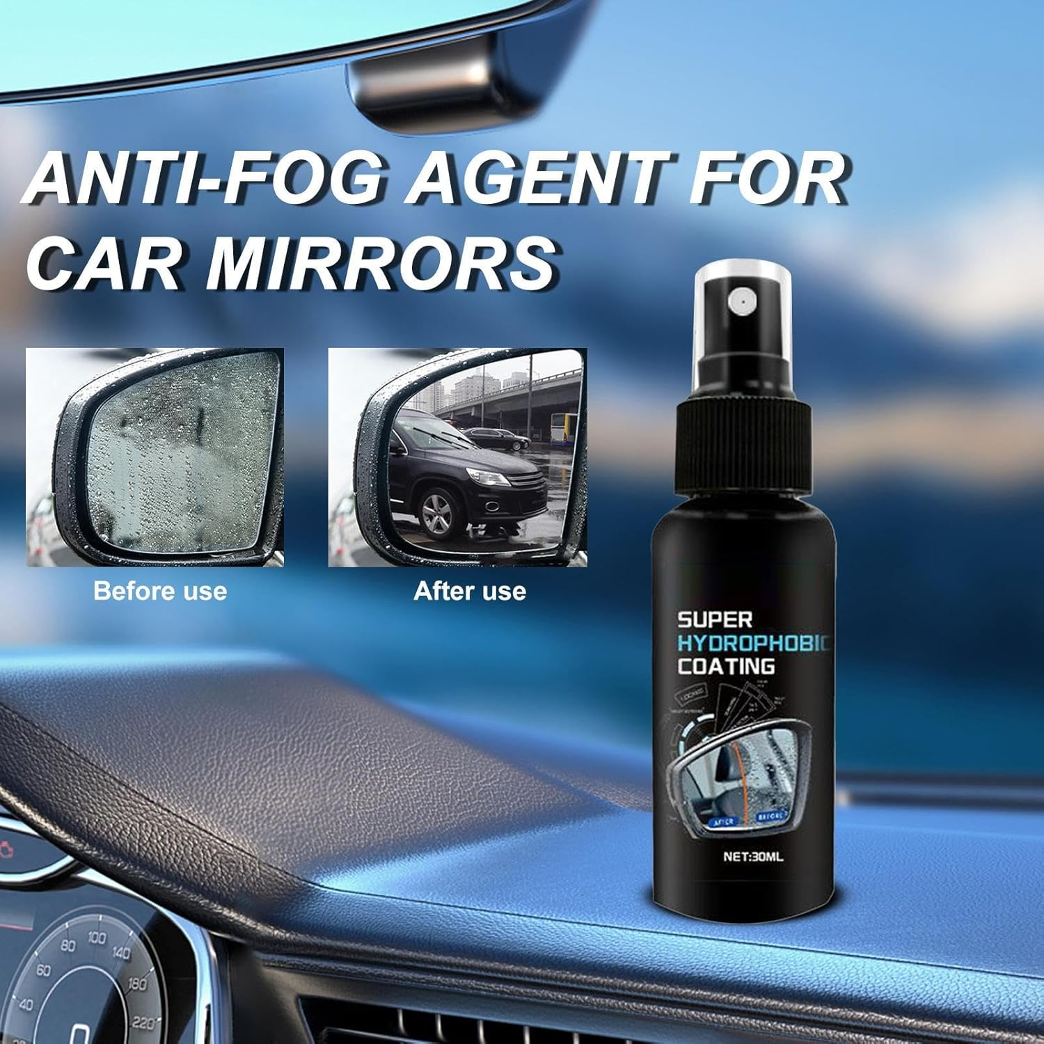 Riaisttd Car Glass Coating - 30Ml Automotive Glass Rainproof Coating Agent | Anti-Fog Auto Window Restorer for Safe Driving Vehicle Maintenance Exterior Daily Care Rear View Mirror image number 1