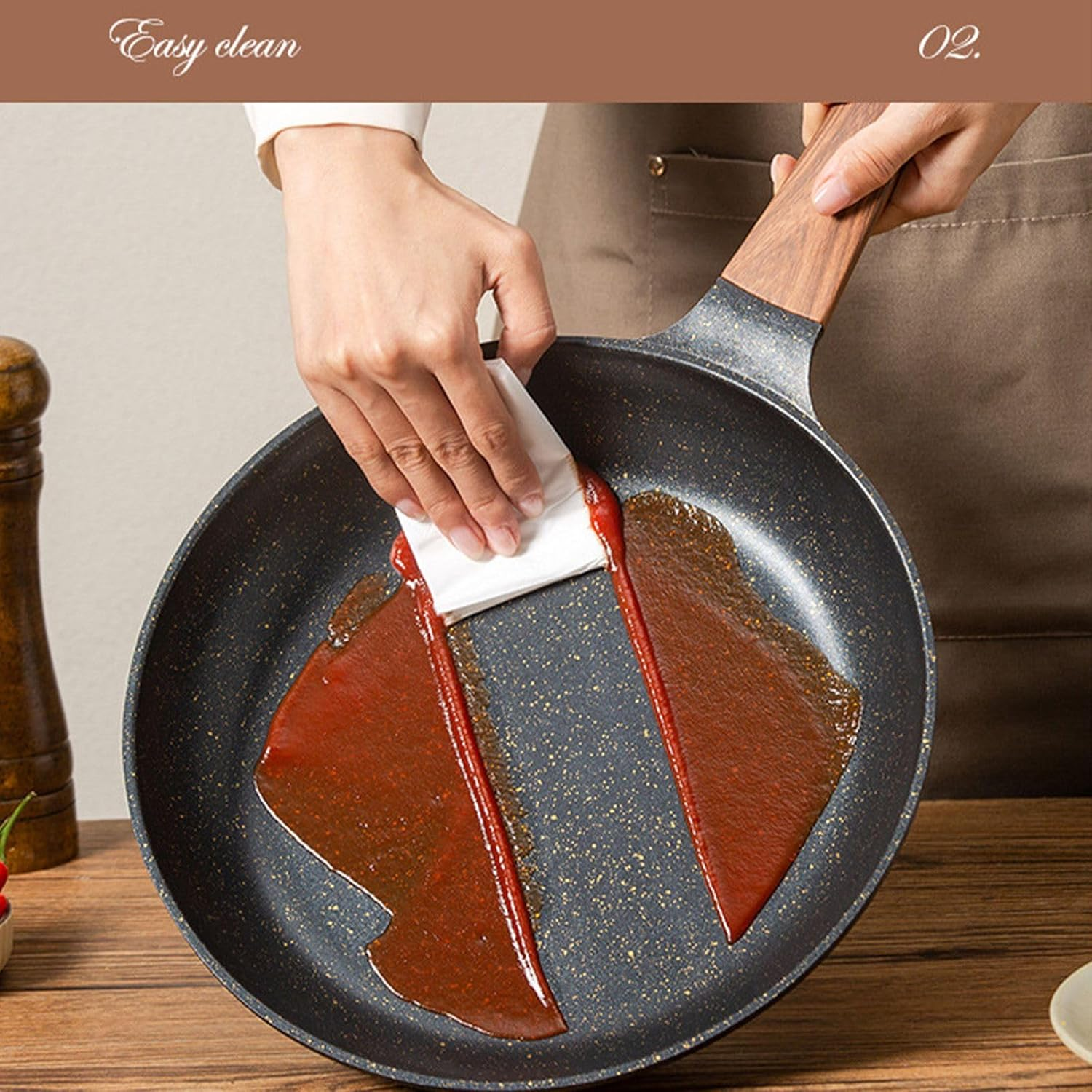 Oolong Nonstick Frying Pan Skillet with Lid,Long Handle,11 Inch Saute Pan,Non Stick Wok Pan with Lid,Kitchen Cooking Pans Compatible with All Stovetops,Pfoa Free image number 6