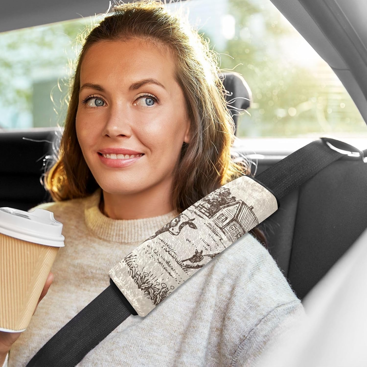 Farm Cow Soft Seatbelt Covers, Padded with Cotton, Shoulder Pad for Bag Strap, Car Seat Belt Pads for Kids image number 3