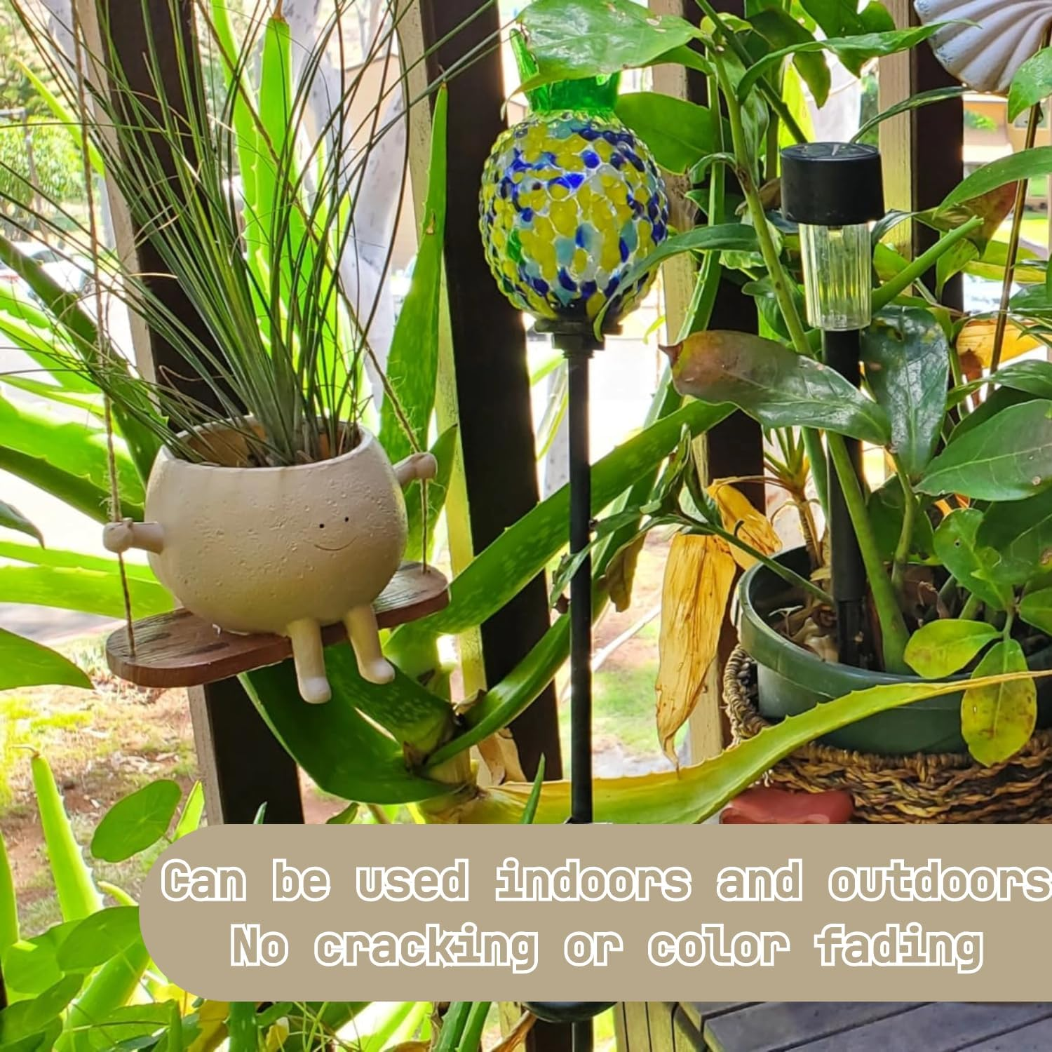 Hanging Planter for Succulent Pots,Resin Swing Face Plant Pot Indoor Outdoor Flower Pot Plant Holder (A)