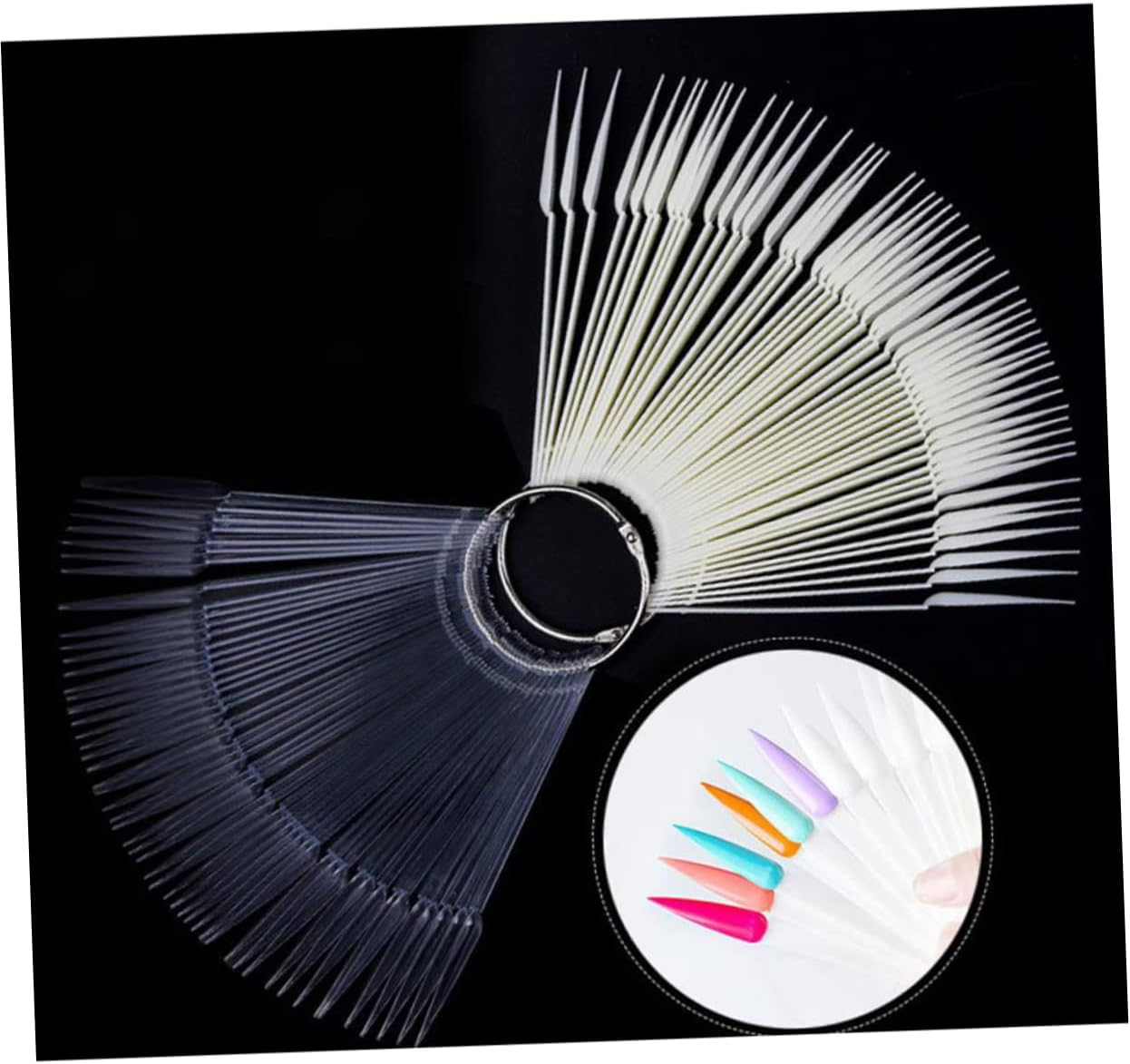 CTIRCHIU 100Pcs Transparent Nail Color Plates Fan Shaped Display for Nail Art Practice Smooth Surface Convenient Carry Design for Manicure Enthusiasts image number 6