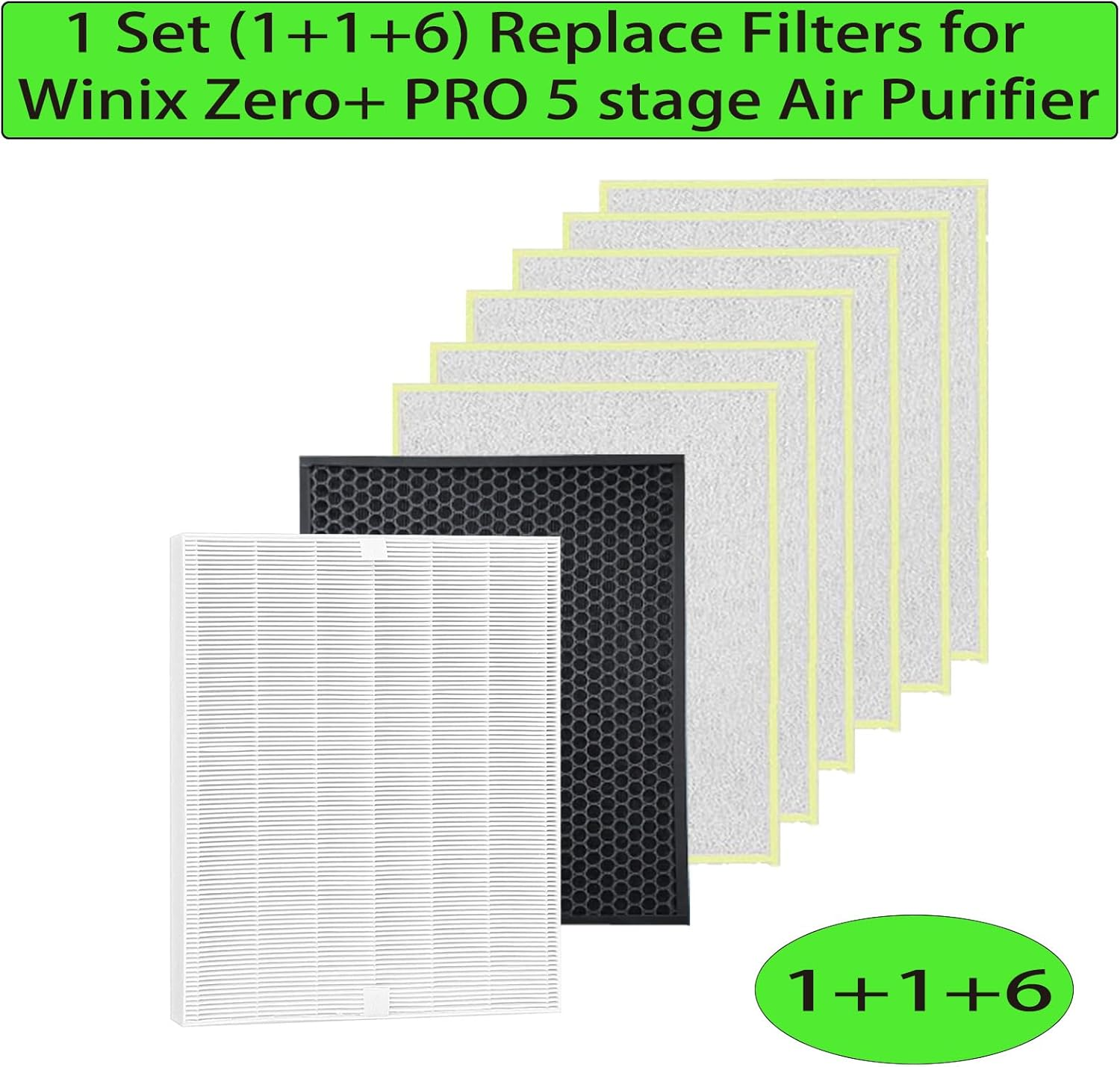 Zero Pro 5 Stage Replacement Filter Kit for Winix Australia Zero+ PRO 5-Stage Pet Air Purifier 1 HEPA Filter 1 Carbon Filter 6 Pre-Filter Part AUS-1250AZPU image number 2